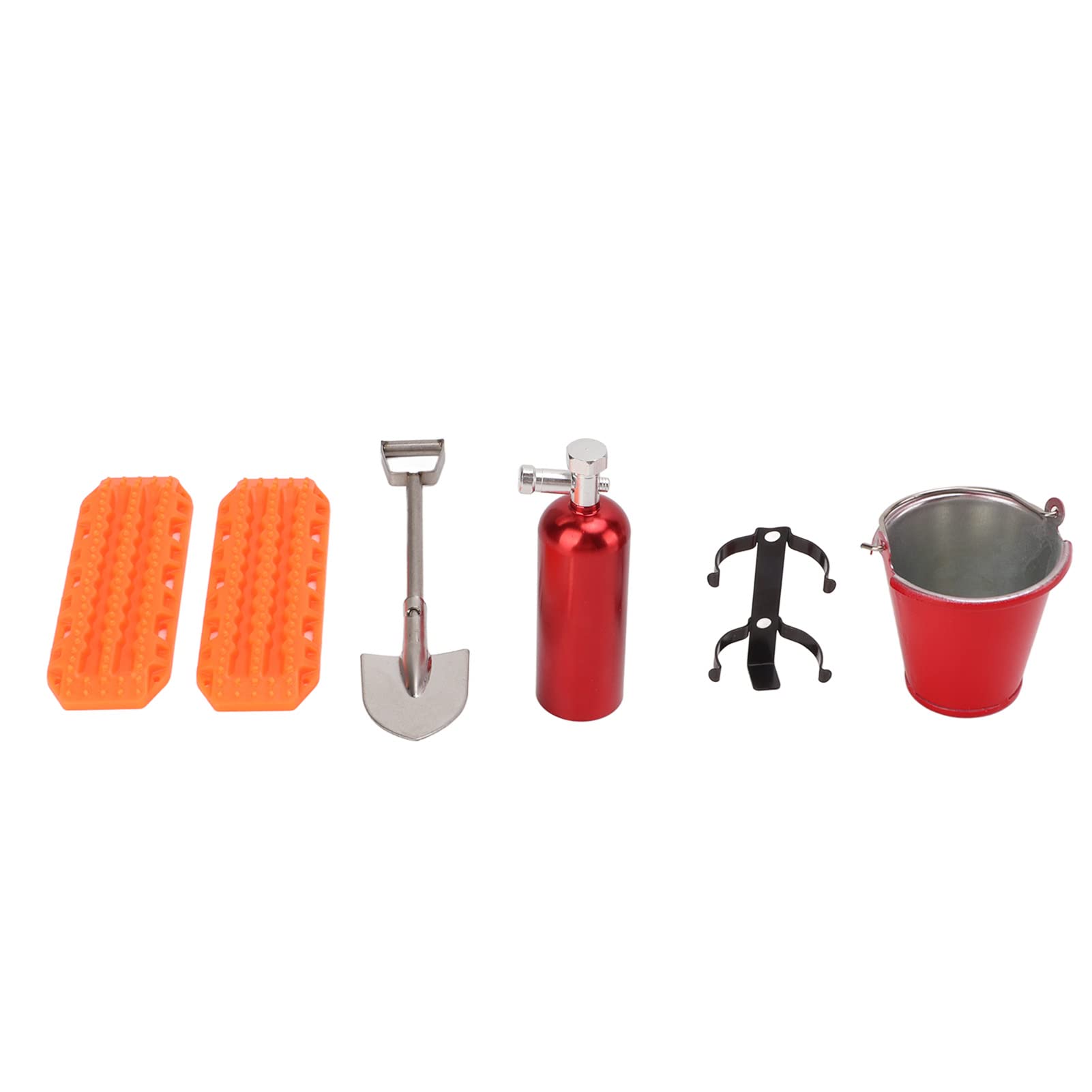 JIJO RC Crawler Car Accessories Set - Plastic Barricade Board, Bucket, Shovel & Fire Extinguisher for Axial SCX24 - Perfect for Off-Road Adventures & RC Car Customization