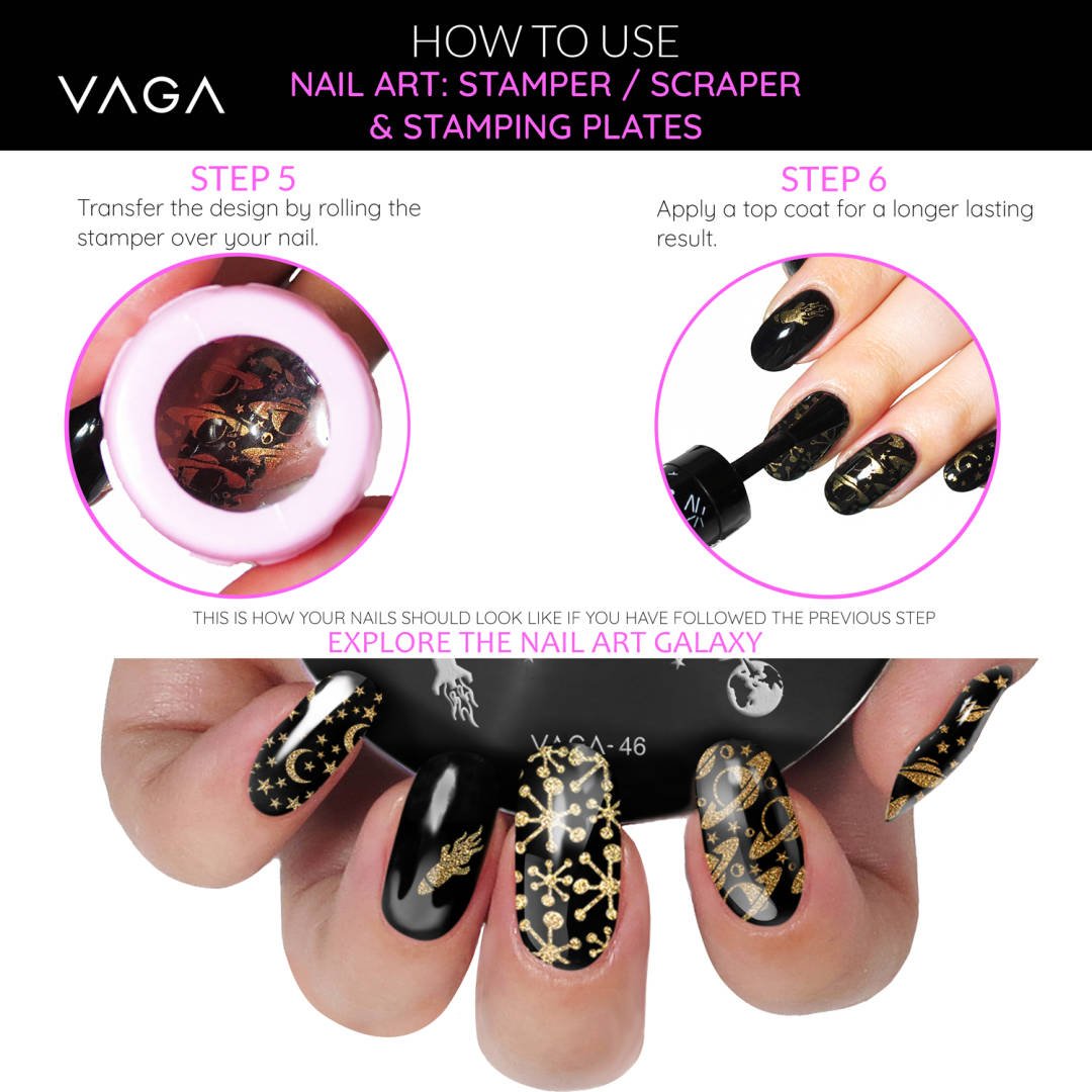 VAGA 10PC Nail Stamping Kit with 60 Designs - Perfect for Home & Salon Manicures