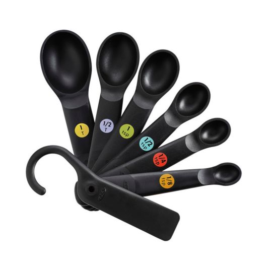 7-Piece Black Plastic Measuring Spoons Set - Accurate Kitchen Measuring Tools for Baking, Cooking & Coffee