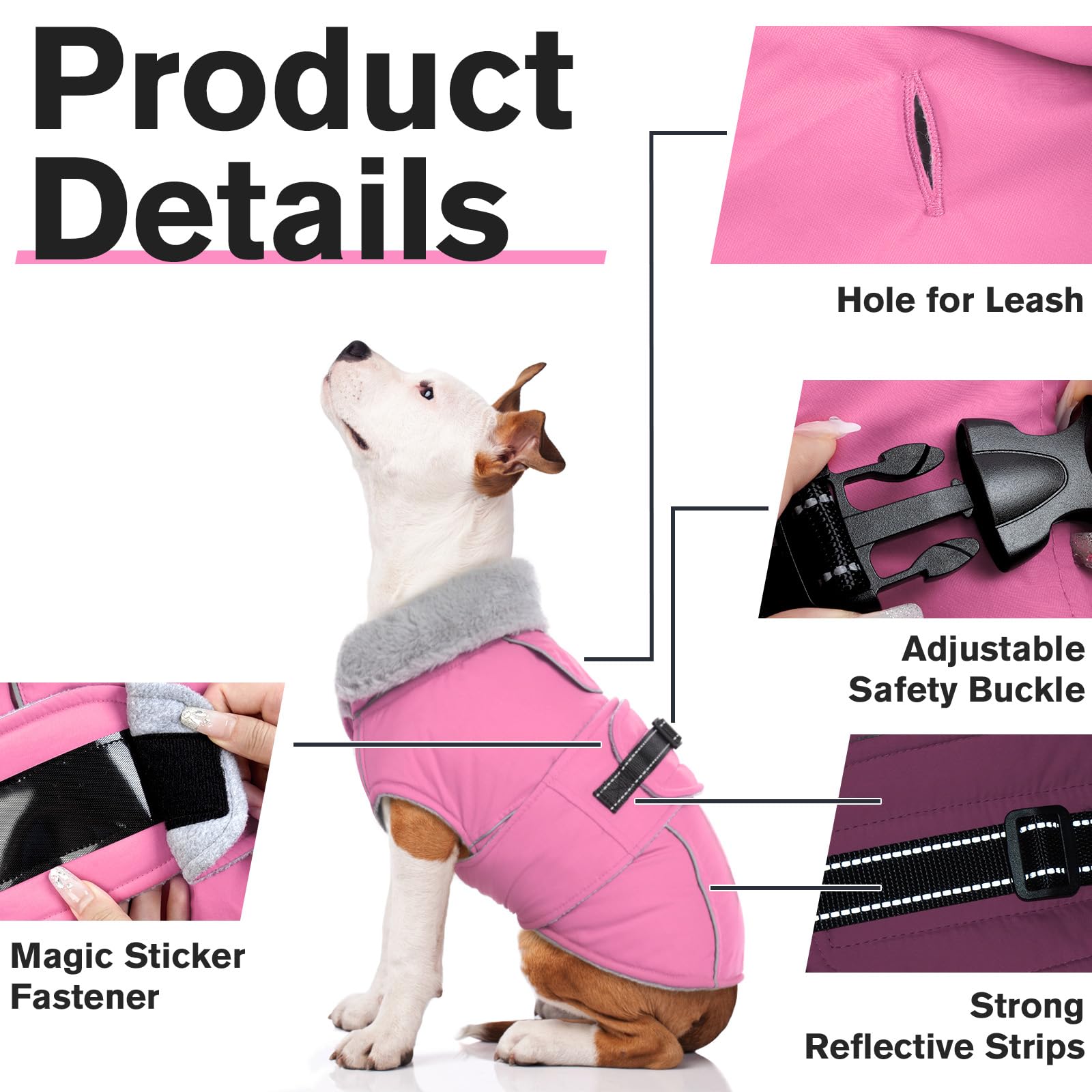 Lelepet Reflective Waterproof Dog Jacket - Windproof Fleece-Lined Winter Coat with Adjustable Buckle for Large Dogs (XL) - Perfect for Snowy Walks & Cold Weather Protection