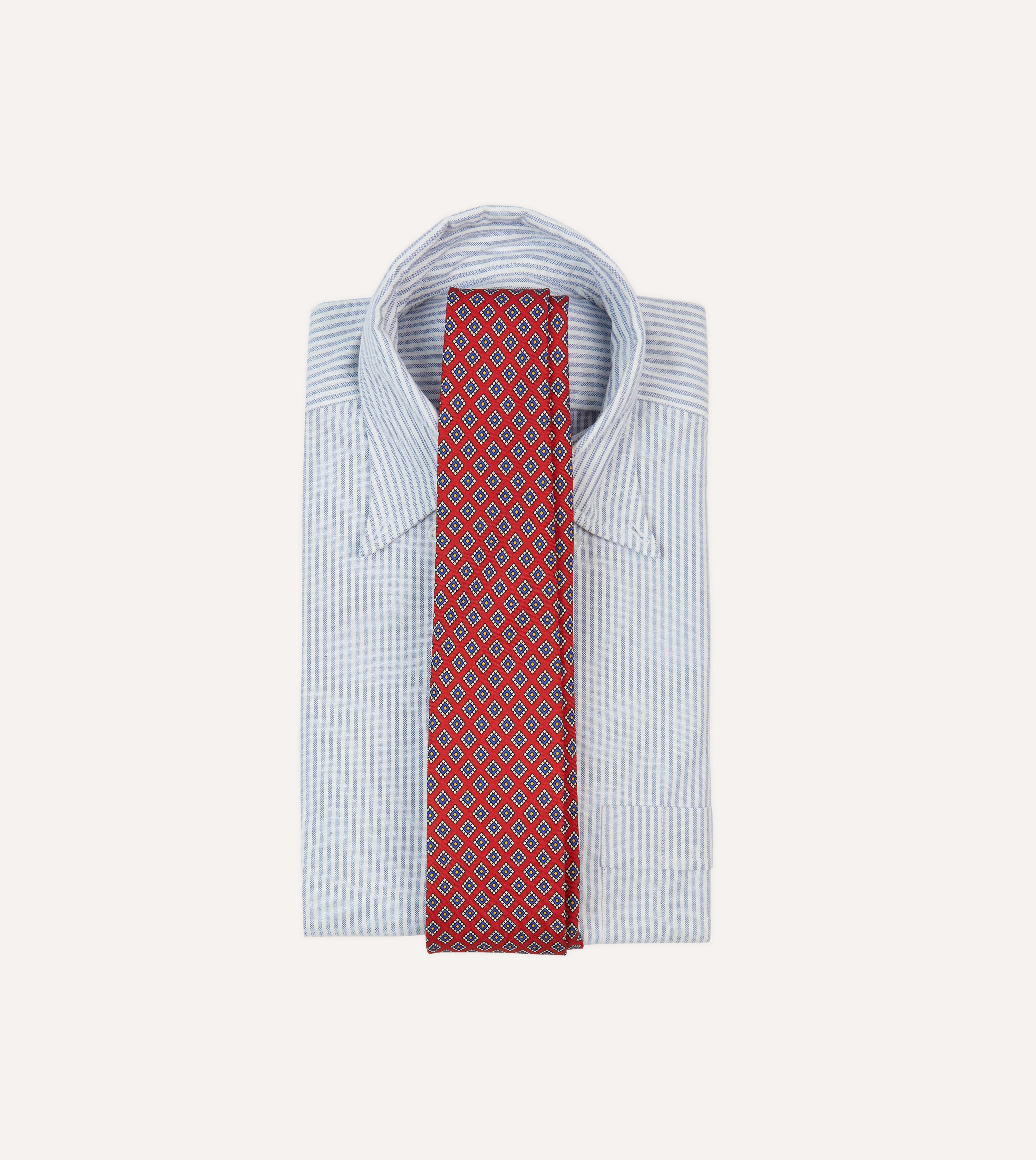 Elegant Red Square Medallion Self-Tipped Silk Tie for Men - Premium Business, Wedding & Formal Attire Accessory