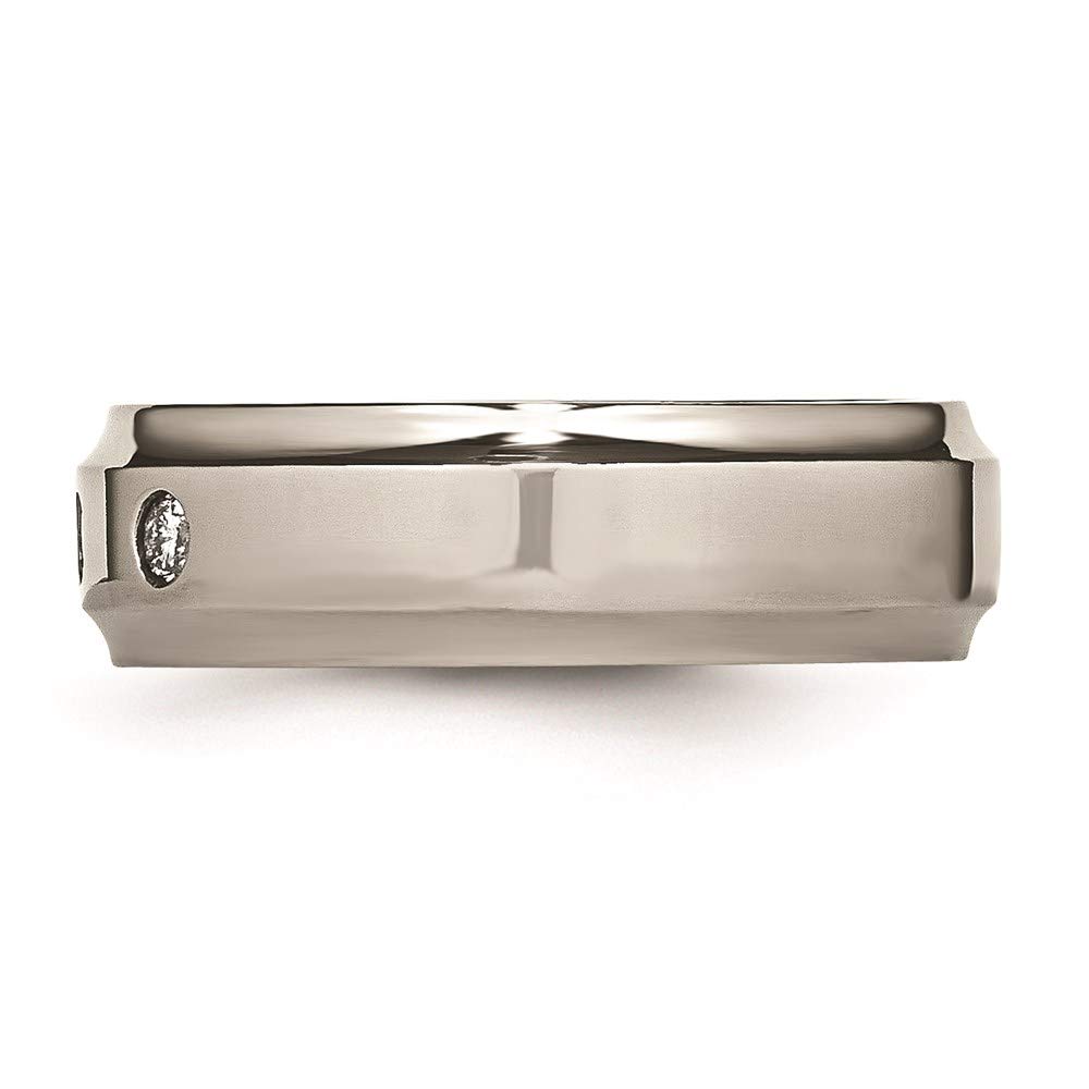 1/5 Carat Diamond Titanium Wedding Band for Men - Polished Chisel Edge Design TB433A - Perfect for Engagement, Anniversary & Everyday Wear