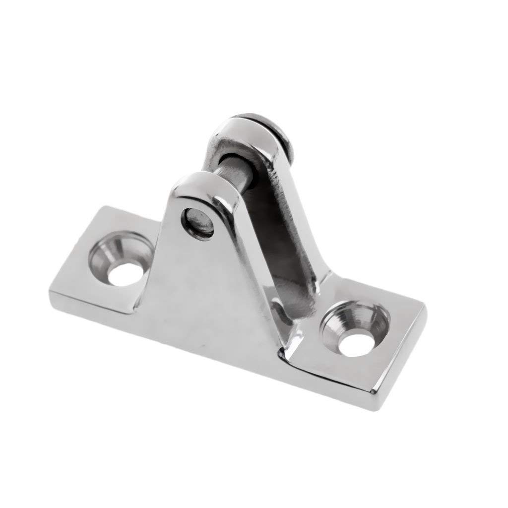 Bimini Top 316 Marine Stainless Steel Angled Deck Hinge with Bolt - Heavy Duty Boat Hardware for Sailboats, Yachts & Marine Applications