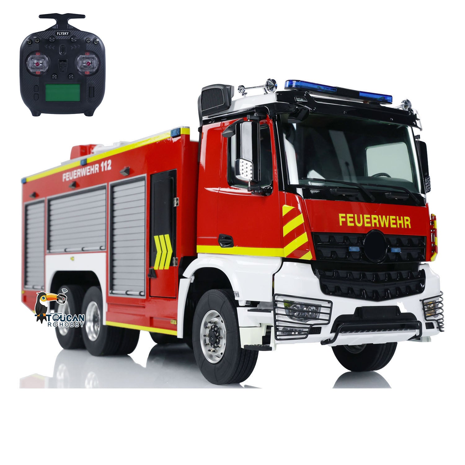 1/14 Scale 6x4 RC Fire Truck with Metal Chassis - Remote Controlled Firefighting Vehicle Model with Realistic Sound & Light System | Collectible Hobby Toy for Kids & Adults, Perfect for Emergency Simulation Play and Display