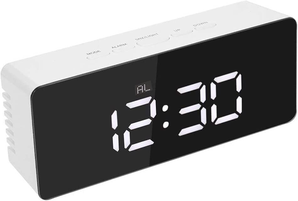 Digital LED Alarm Clock with Snooze Function, Mirror Display & Indoor Thermometer - USB Powered Desktop Table Clock for Bedroom, Office, Dorm (Batteries Not Included) | Perfect for Home, Travel & Gift Giving