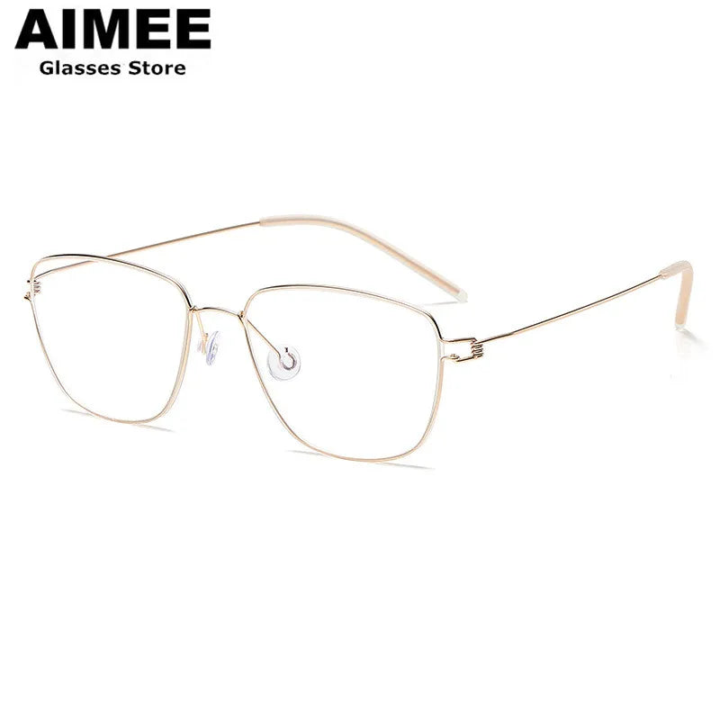 Aimee Unisex Full Rim Square Screwless Titanium Eyeglasses 7221 - Lightweight Durable Frame for Reading, Work & Fashion - Perfect for Office, School & Everyday Wear