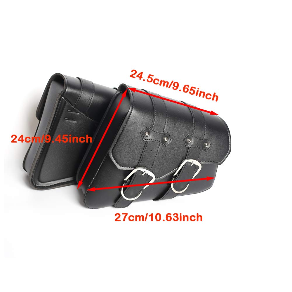 Vechkom Motorcycle Saddle Bags for Harley Sportster - Waterproof PU Leather Side Bags & Saddlebags - Perfect for Long Rides, Daily Commuting and Motorcycle Travel Accessories