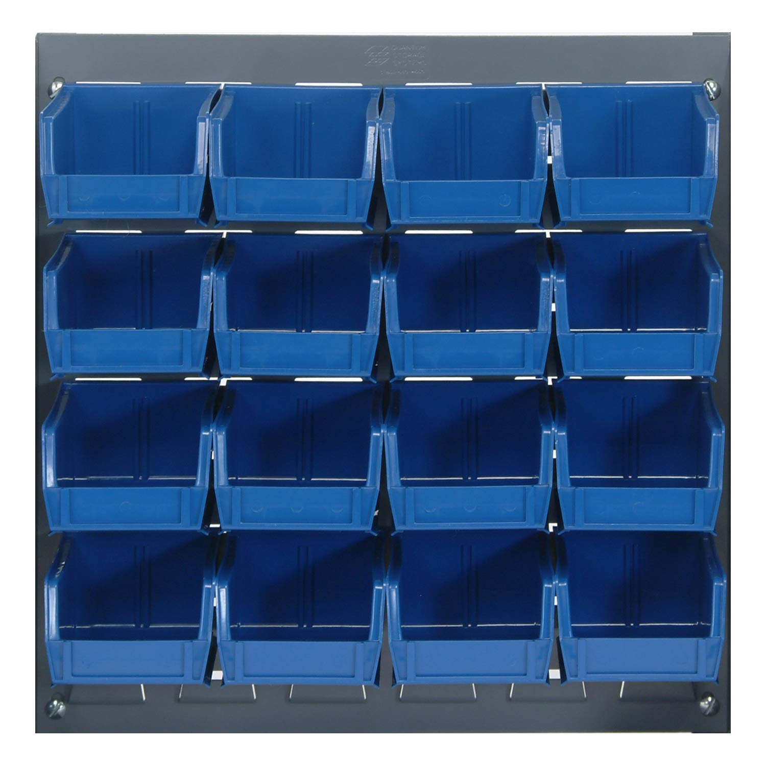 Quantum Storage Systems QLP-1819-210-16BL Gray Louvered Panels with Storage Bins - 18x19 Inch Organizer for Garage, Workshop & Closet Organization