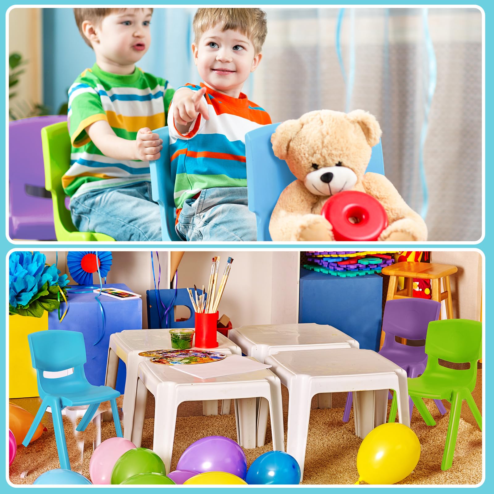12-Pack Kids Plastic Stacking Chairs, 12