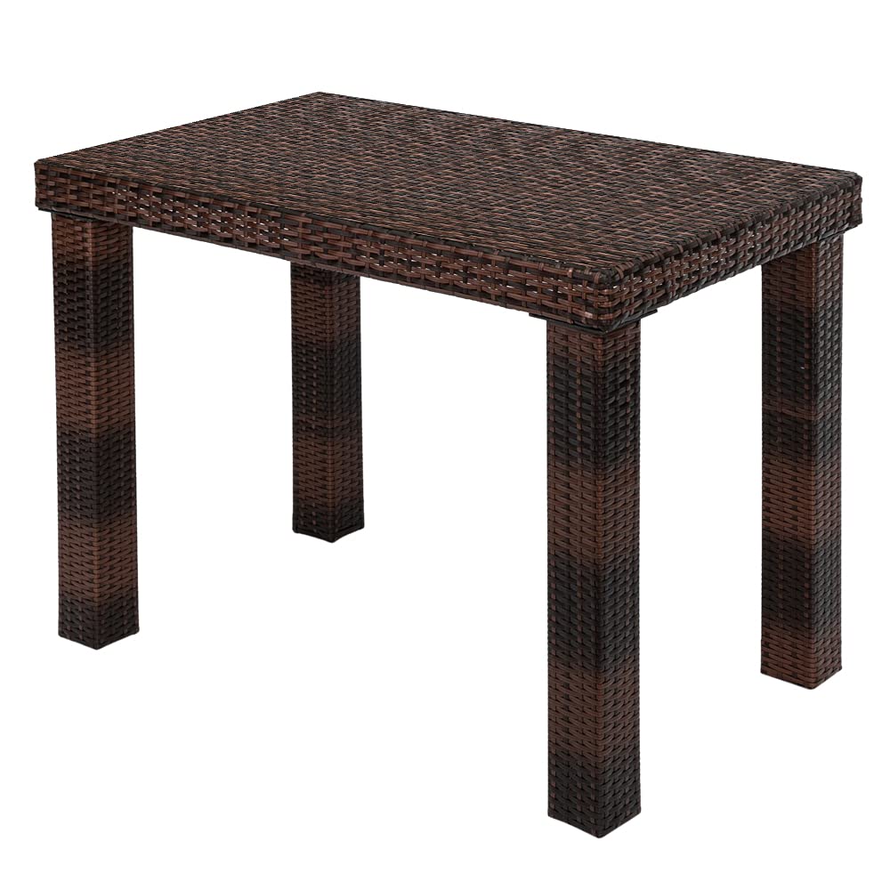 Brown Rattan Pub Table - Outdoor Bar Height Dining Table with Wicker Design for Patio, Backyard, Deck & Garden - Perfect for Entertaining Guests or Relaxing Outdoors (Table Only)