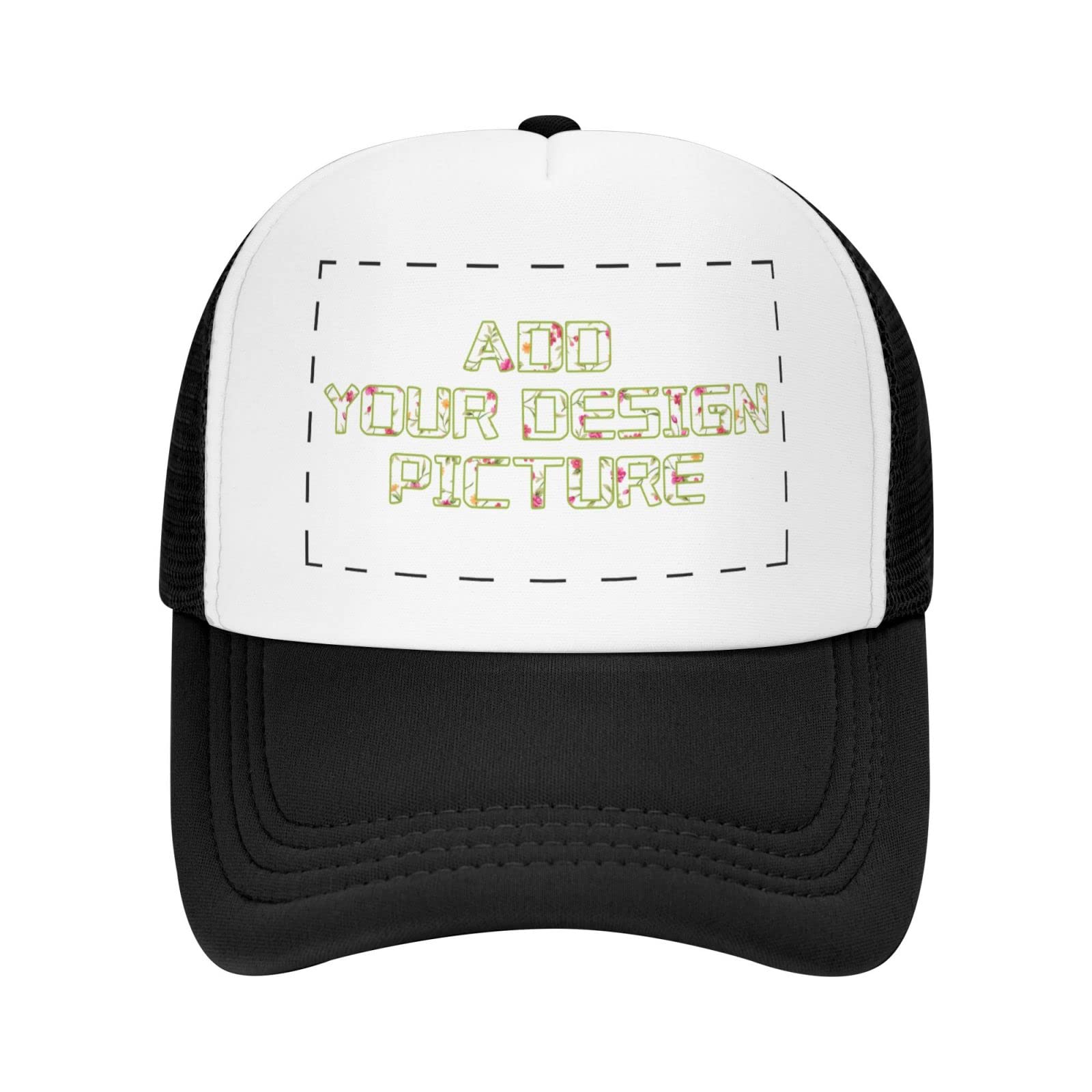 Custom Trucker Hats for Men & Women | Personalized Photo Baseball Caps | Design Your Own Hat | Black | Perfect for Sports, Outdoor Activities & Fashion Accessories