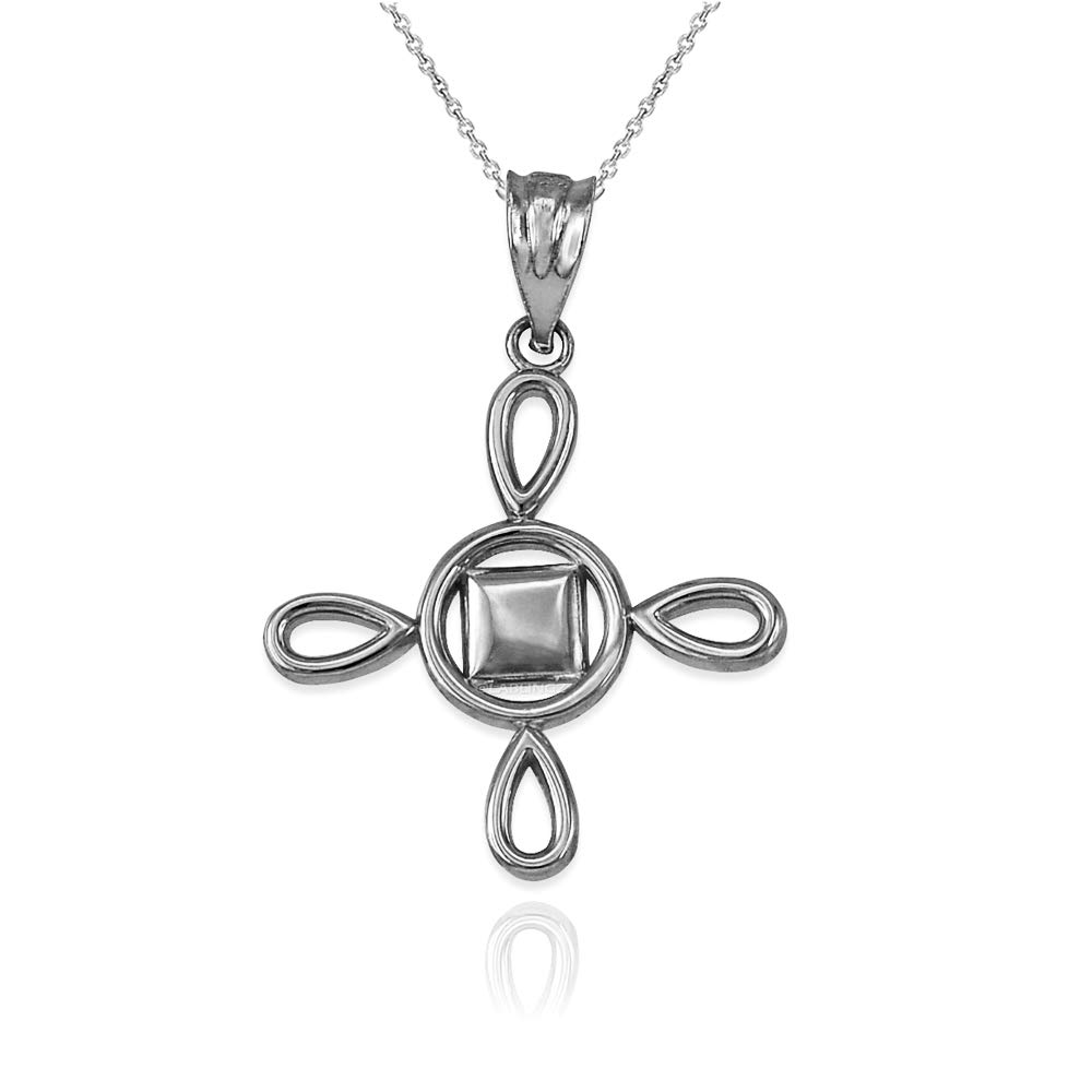 10K White Gold Adinkra SunSum African Pendant Necklace - Handmade Ghanaian Jewelry for Women, Cultural Gift & Spiritual Protection - Perfect for Weddings, Parties & Everyday Wear
