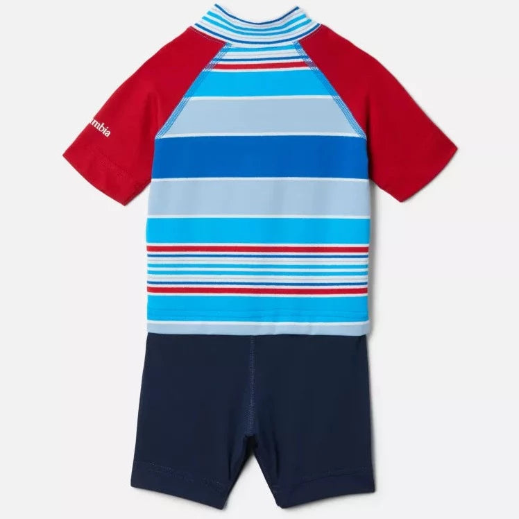 Columbia Bright Indigo Danby Stripe Sandy Shores UPF 50+ Baby Sun Protection Swim Suit - Perfect for Beach, Pool & Outdoor Summer Activities