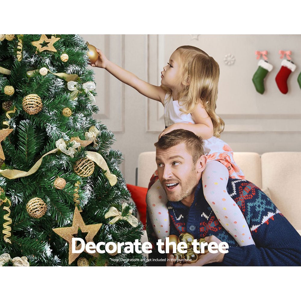 2.1M Artificial Christmas Tree with 1250 Snowy Tips - Premium Xmas Decor for Home, Office & Holiday Parties
