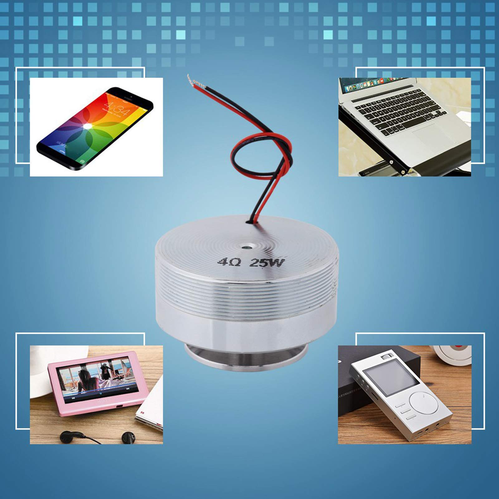 2 Inch Resonance Speaker - All Frequency Vibration Speaker with Strong Bass (4Ω 25W) for Computer, Laptop, MP3, MP4, CD & Mobile Phone - Perfect for Home Audio, Gaming & Music Playback