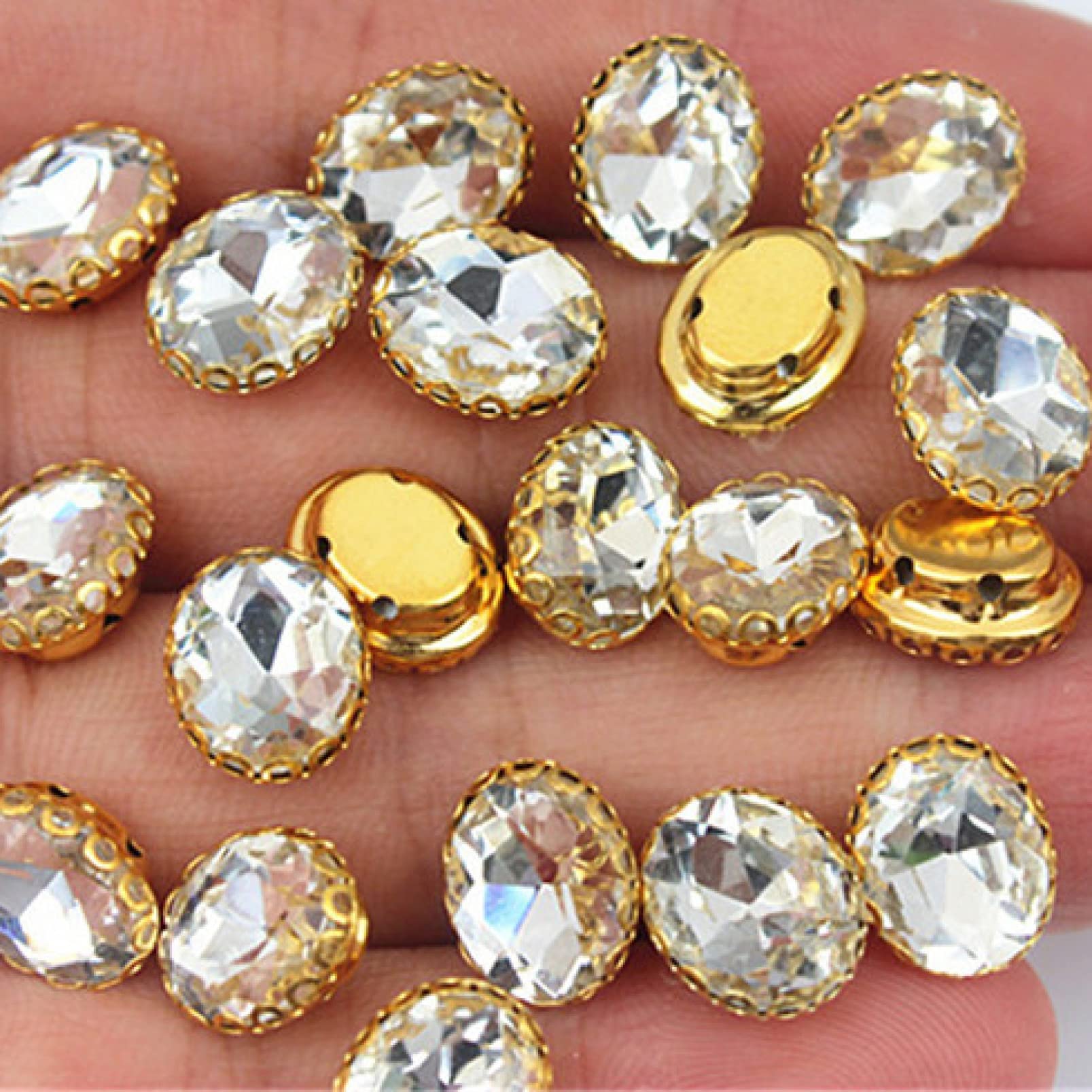 30pcs DIY Mixed Shape Clear Glass Sew-on Claw Rhinestones for Wedding Dresses, Costumes & DIY Crafts - Perfect for Bridal Accessories, Cosplay and Jewelry Making