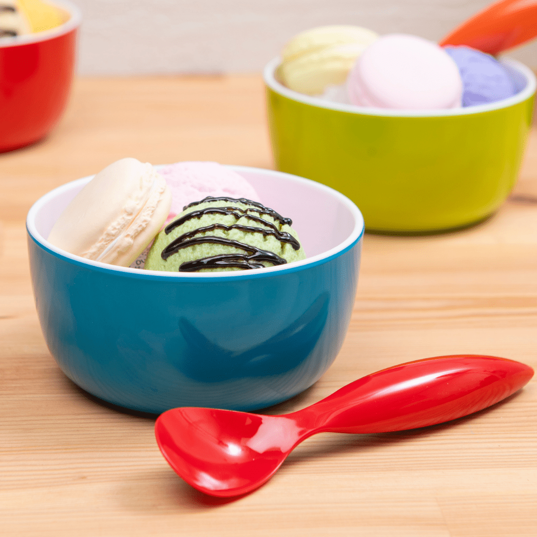Bzyoo ColorPop Melamine Spoon Set – 6 Vibrant Colorful Plastic Spoons for Kitchen, Picnic, Camping & Outdoor Dining