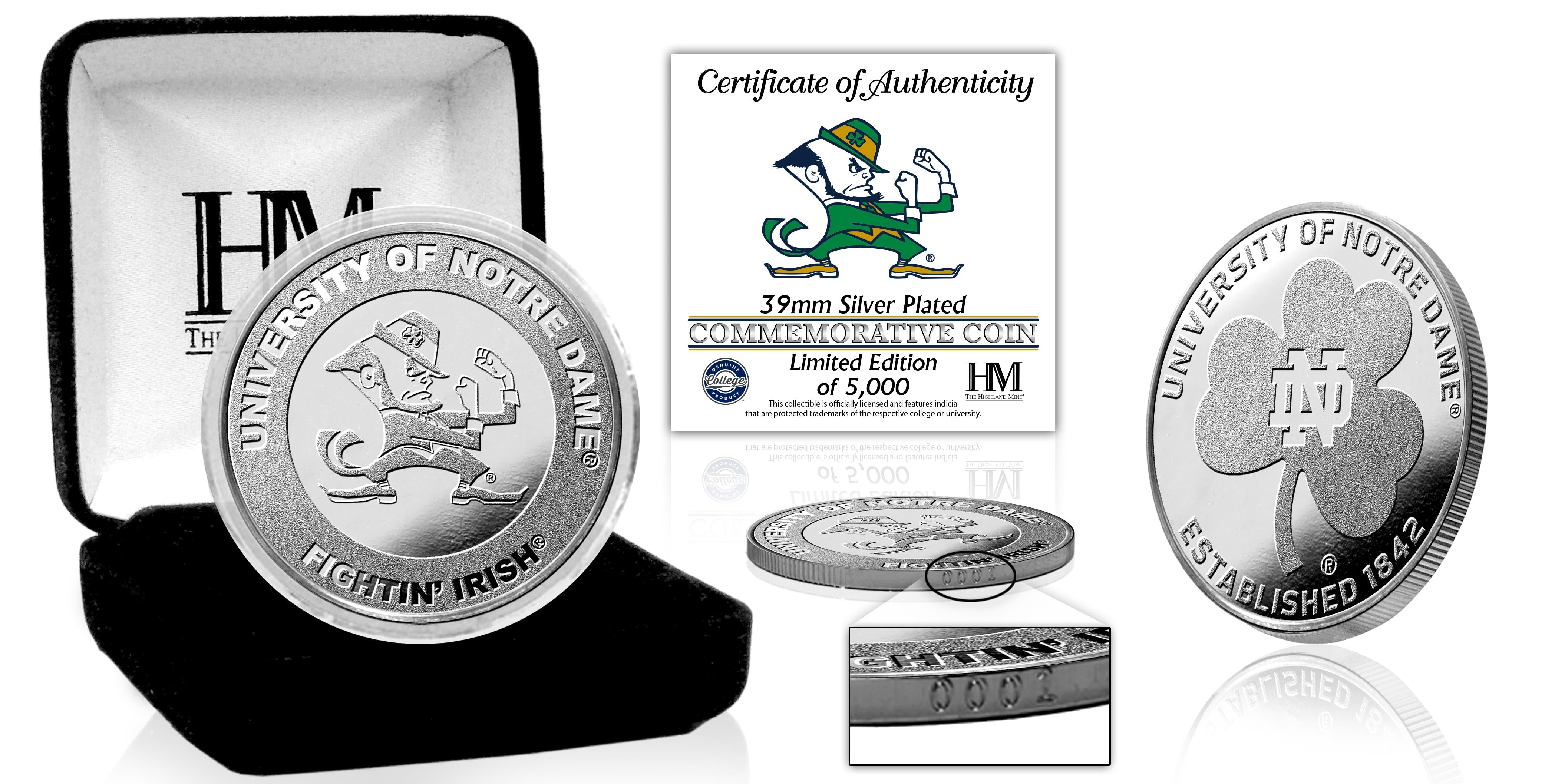 Notre Dame Fighting Irish Commemorative Silver Mint Coin - Collectible NCAA Memorabilia for Alumni, Fans & Sports Enthusiasts - Perfect for Gifts, Display & Irish Pride Collections