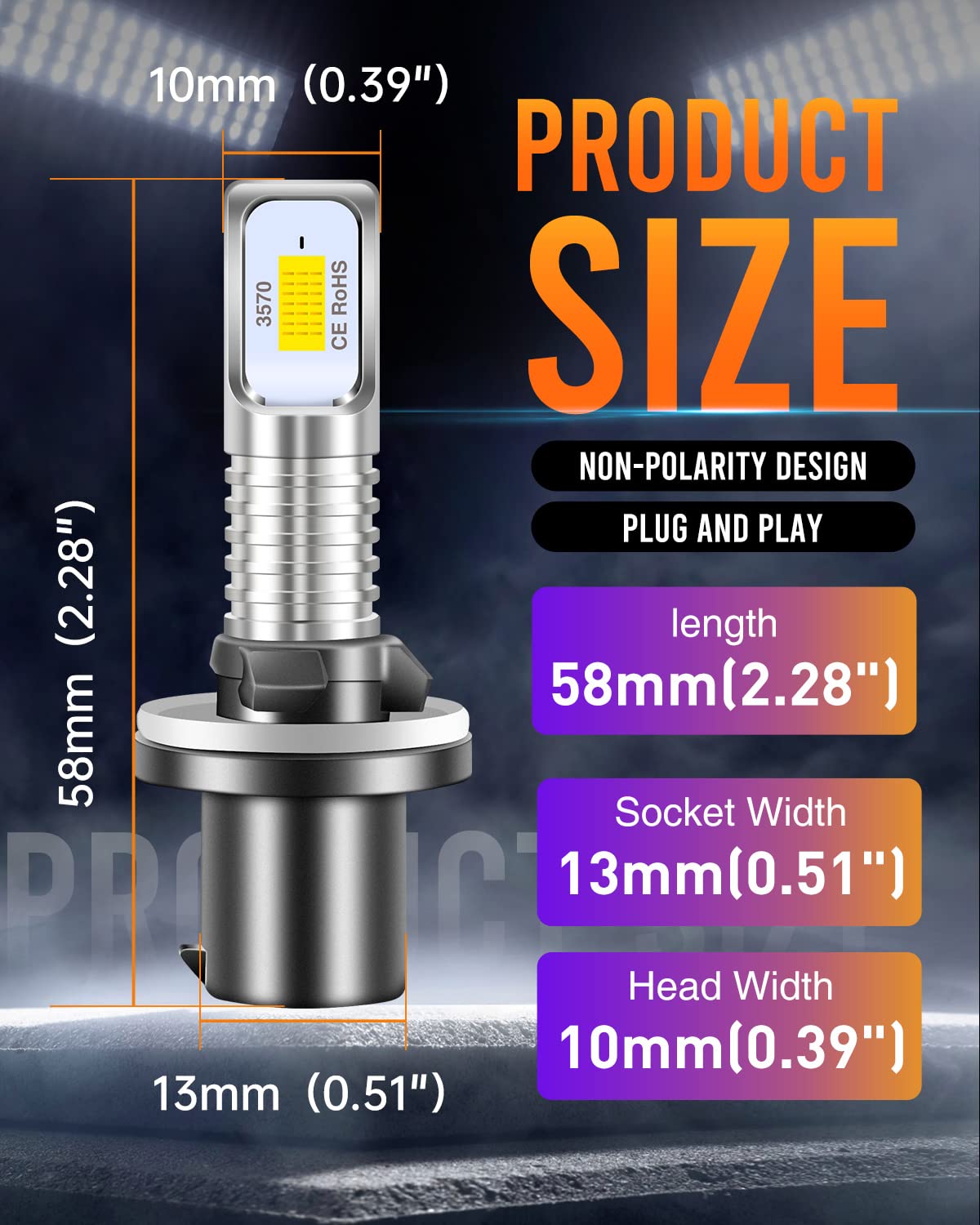 LUYED 880 LED Fog Light Bulbs - 6500K Xenon White Super Bright 886 890 892 893 Replacement Bulbs - Plug and Play - Pack of 2 - Perfect for Trucks, SUVs, and Off-Road Vehicles in Foggy or Low Visibility Conditions
