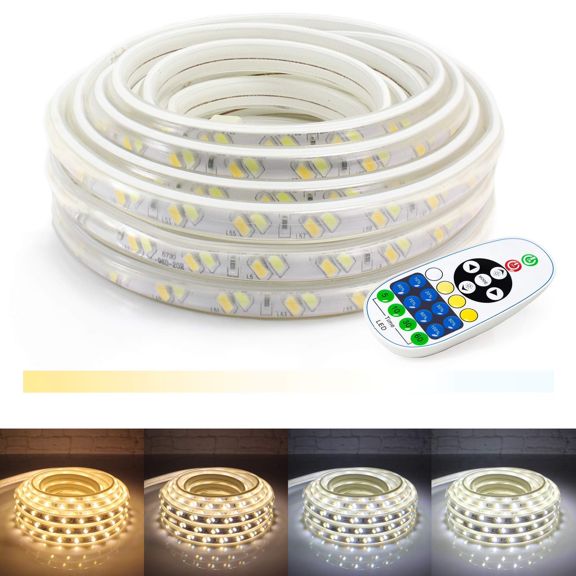 WYZworks 25ft LED Strip Lights - 2-in-1 Warm White & Cool White, Dimmable Flexible Lighting with Remote Control, Timer & Adjustable Color Temperature (3000K-6000K) | ETL Certified | Perfect for Bedroom, Kitchen, Living Room, and Home Decoration