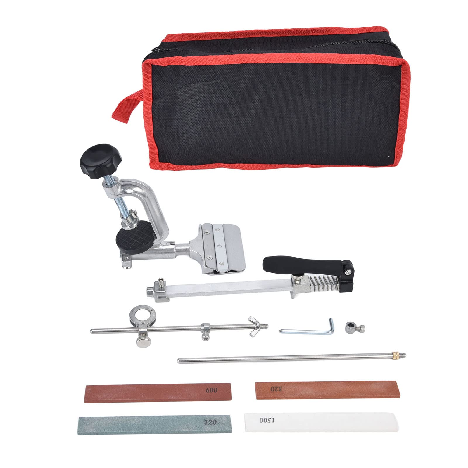 Professional Knife Sharpener Kit - Stainless Steel Knife Sharpening System with Grinding Stone & Clamp for Kitchen, Hunting, Garden Knives | Perfect for Home Chefs & Outdoor Enthusiasts