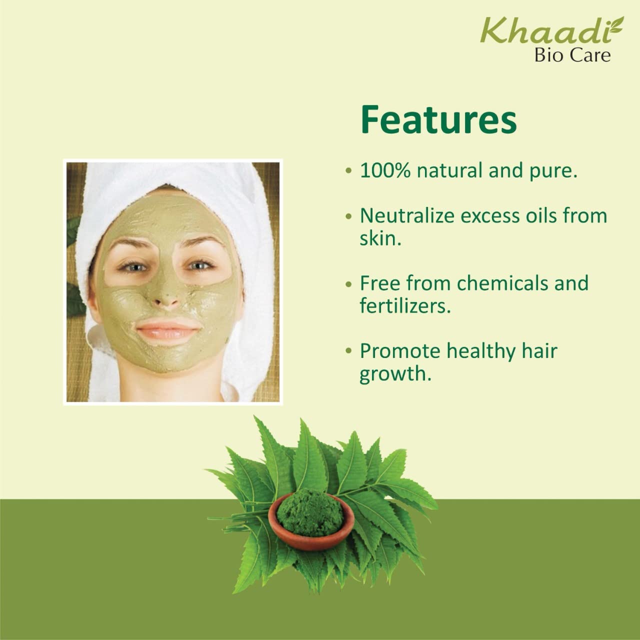 Pure Organic Neem Leaves Powder 250g - Natural Skin & Hair Care Treatment for Acne, Dandruff & Scalp Health | Face Mask, Hair Pack & Ayurvedic Beauty Remedy