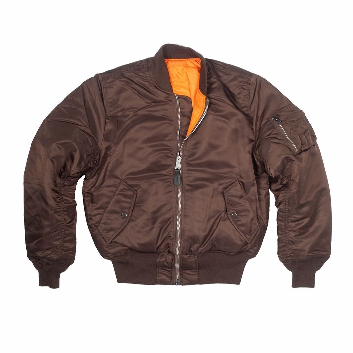 Alpha Industries MA-1 US Army Pilot Flight Bomber Jacket - Military Aviation Jacket for Men, 2XL (Dark Chocolate Brown/Orange) - Perfect for Outdoor Adventures, Casual Wear & Military Enthusiasts