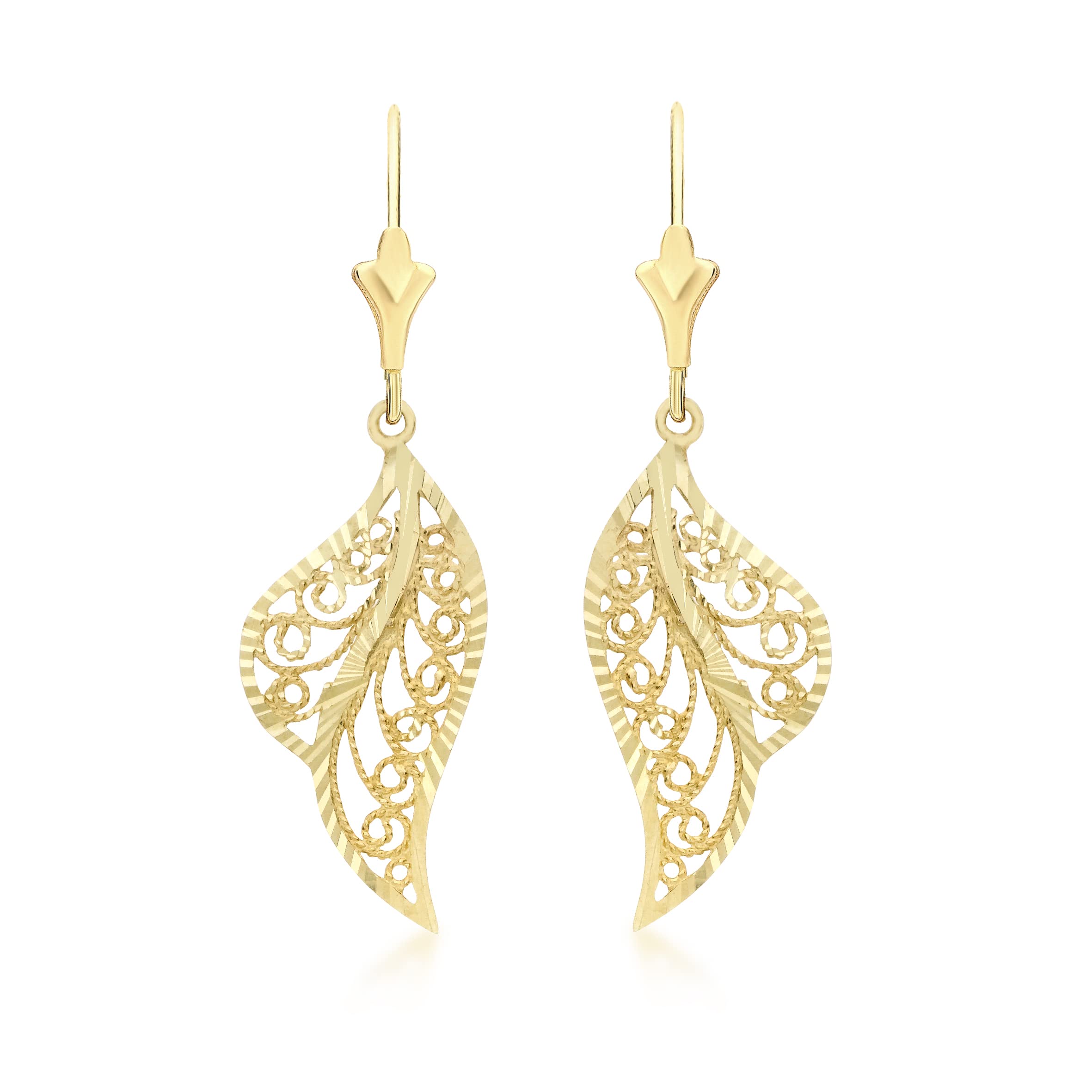 Carissima Gold 9K Yellow Gold Leaf Drop Earrings for Women - Elegant Dangle Earrings for Parties, Weddings & Everyday Wear