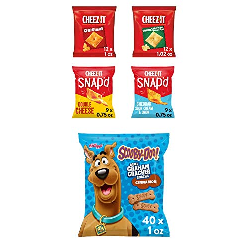 Kellogg's Kids Snack Box - Cheez-It Cheese Crackers Variety Pack (42 Bags) & Scooby-Doo Cinnamon Graham Crackers (40 Bags) | Perfect for School Lunches, After-School Snacks, and Family Road Trips