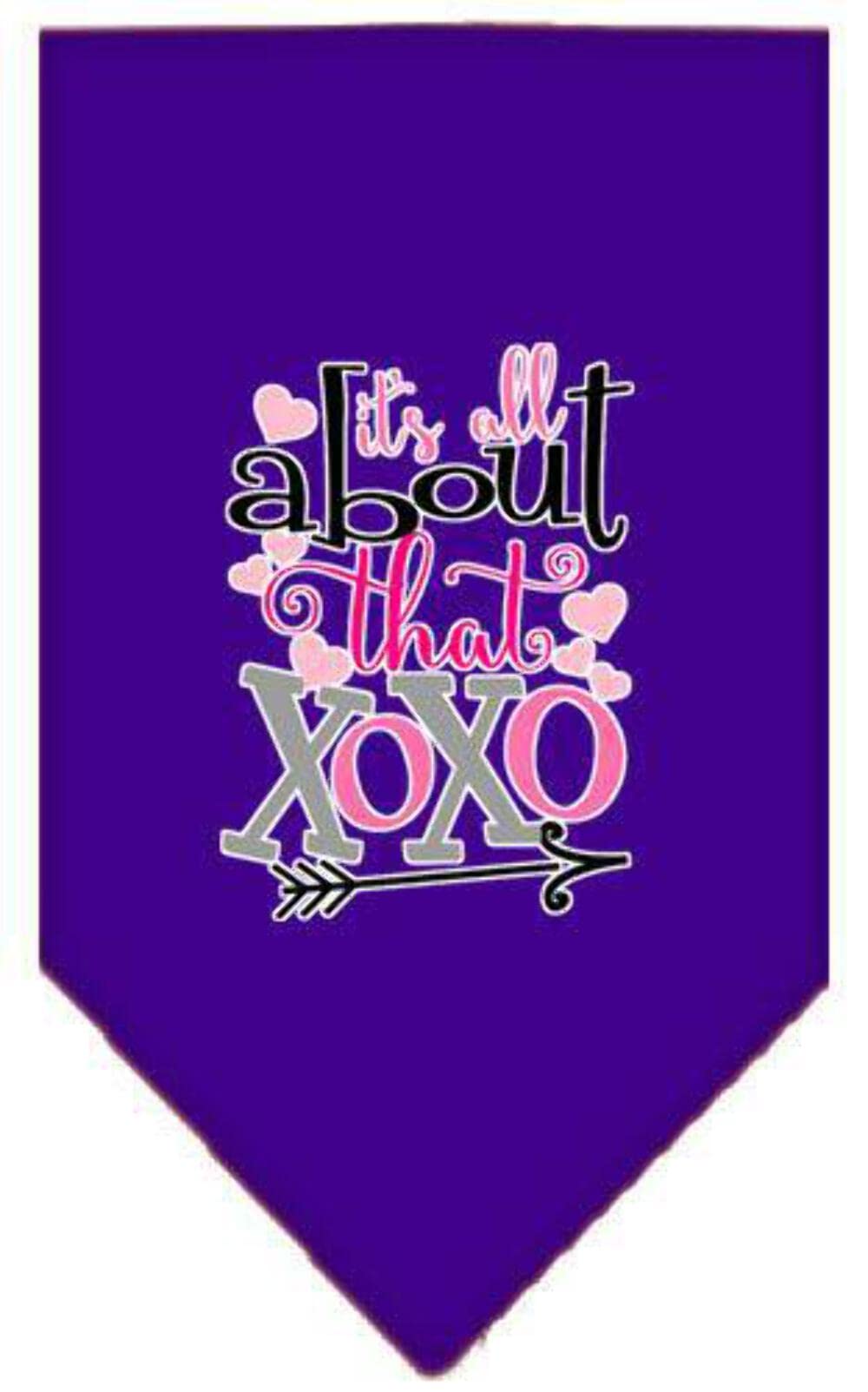 Purple Large Pet Bandana for Dogs - Screen Printed 'It's All About That XOXO' Design - Perfect for Holidays, Birthdays & Special Occasions