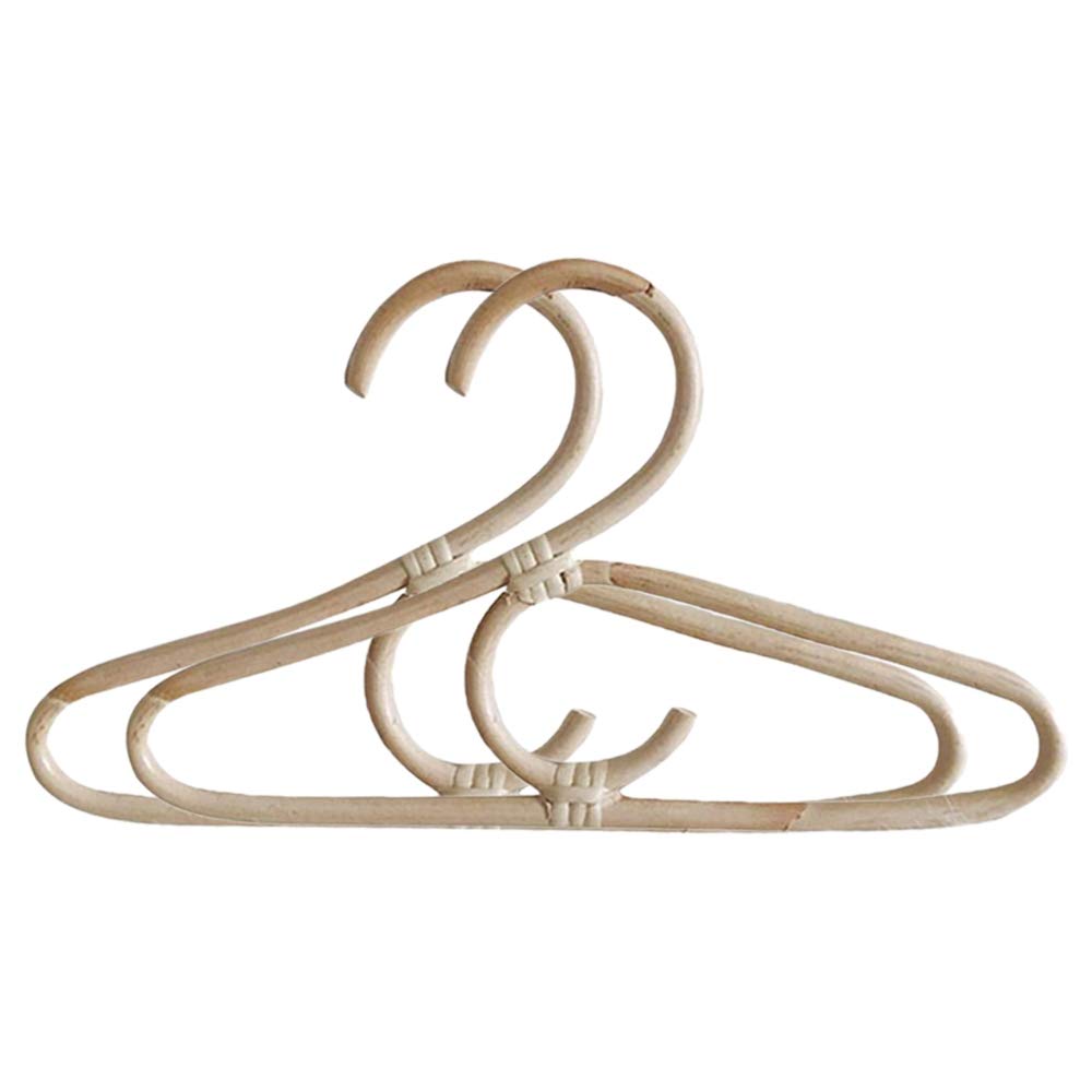 2Pcs Rattan Clothes Hangers for Kids - Stylish Garment Organizer Rack | Durable Children's Hangers for Wardrobe & Nursery Decor | Perfect for Baby Clothes, Toddler Outfits & Kids Room Organization