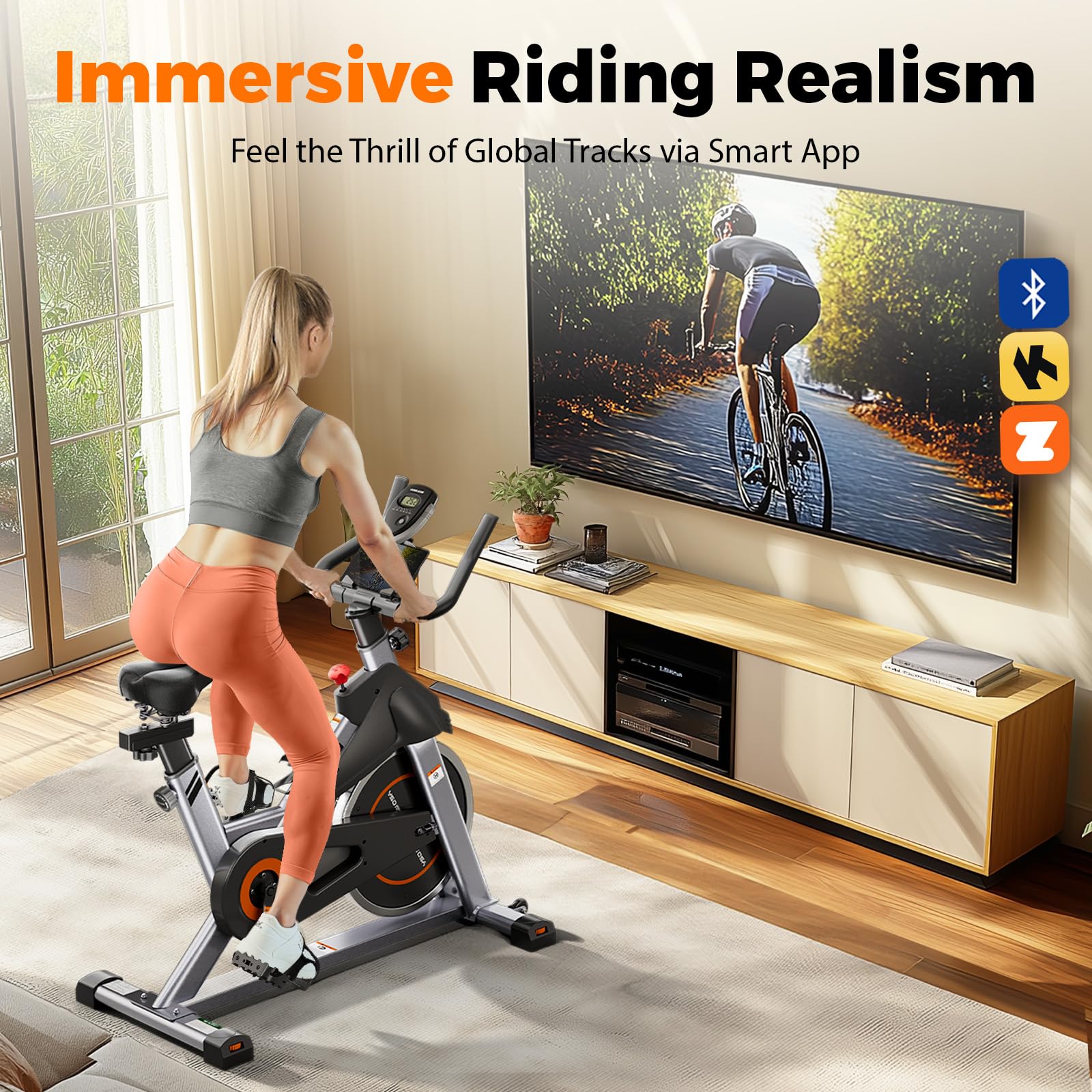 YOSUDA Magnetic Resistance Indoor Cycling Bike with Tablet Holder & Comfortable Seat Cushion - Home Gym Exercise Bike for Cardio Workout & Fitness Training