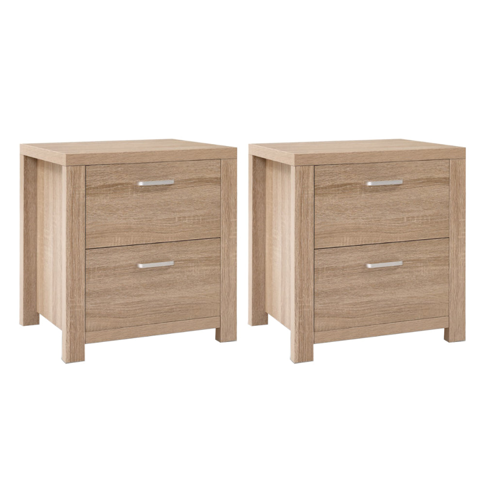 2 Drawer Bedside Table Nightstand - Solid Pine Wood, Compact Size for Small Spaces - Perfect for Bedroom, Living Room, or Office Use