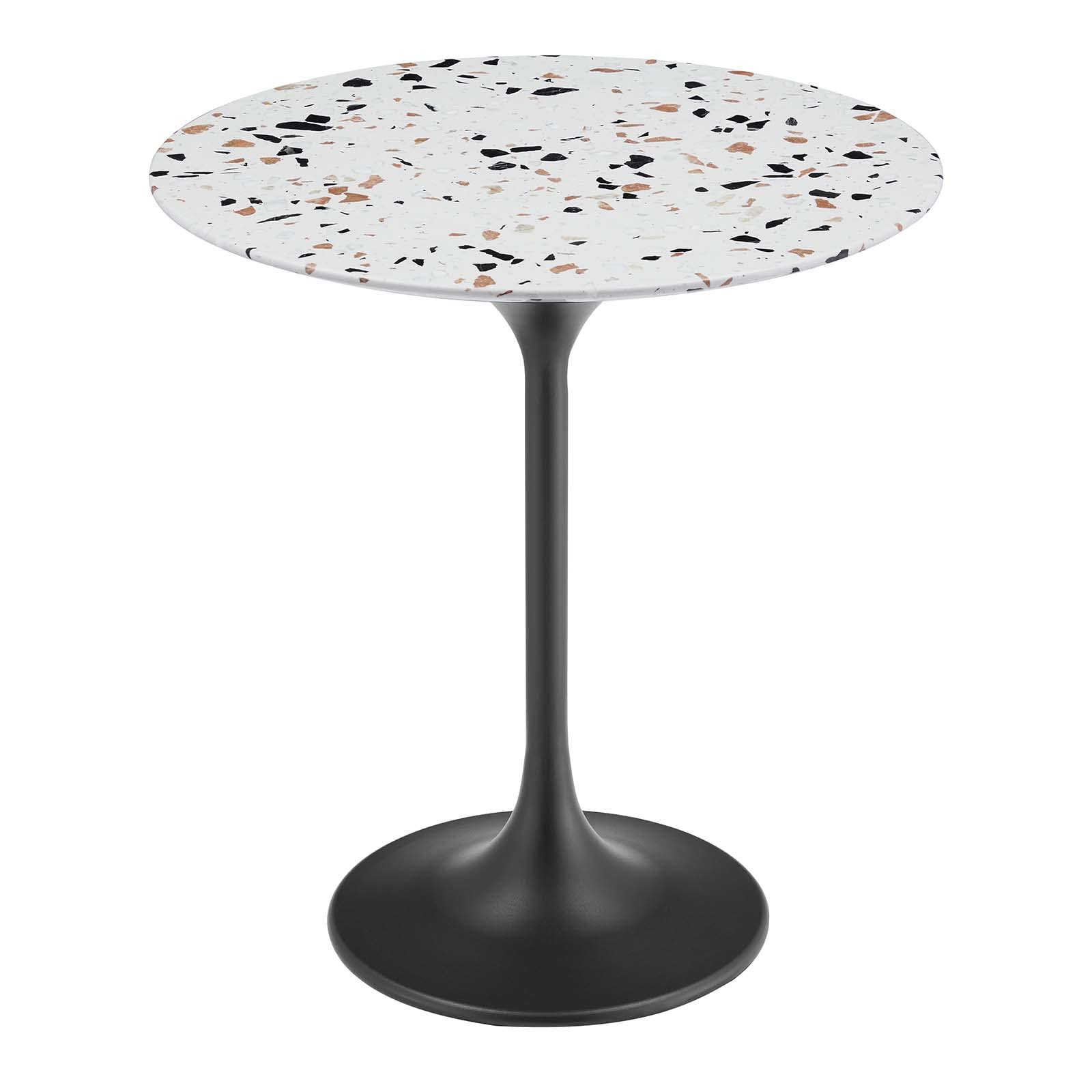 Modway Lippa 20-Inch Round Black Terrazzo Side Table - Modern Accent Table for Living Room, Bedroom, or Office Decor