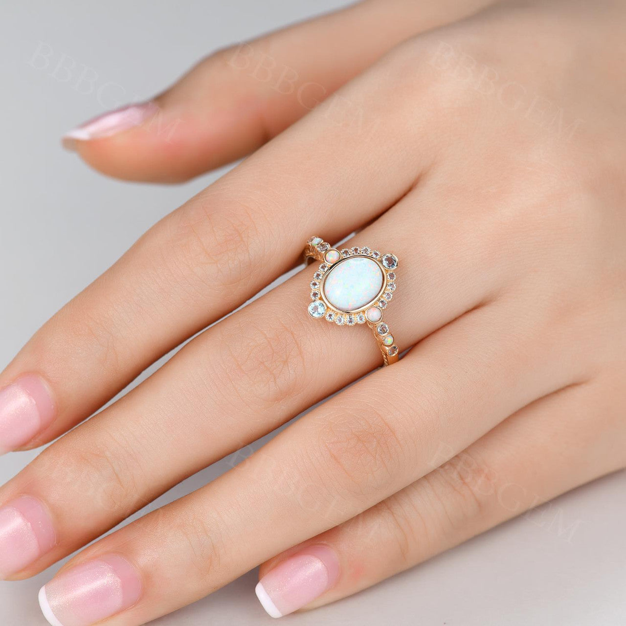 Exquisite Opal and London Blue Topaz Engagement Ring in Rose Gold - Perfect for Proposals, Anniversaries & Romantic Gifts