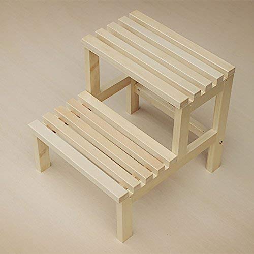 2-Step Solid Wood Ladder Stool - Multi-Purpose Shoe Bench, Flower Stand, Bathtub Barrel Footrest & High Pedal Stool for Home, Bathroom, and Garden Use