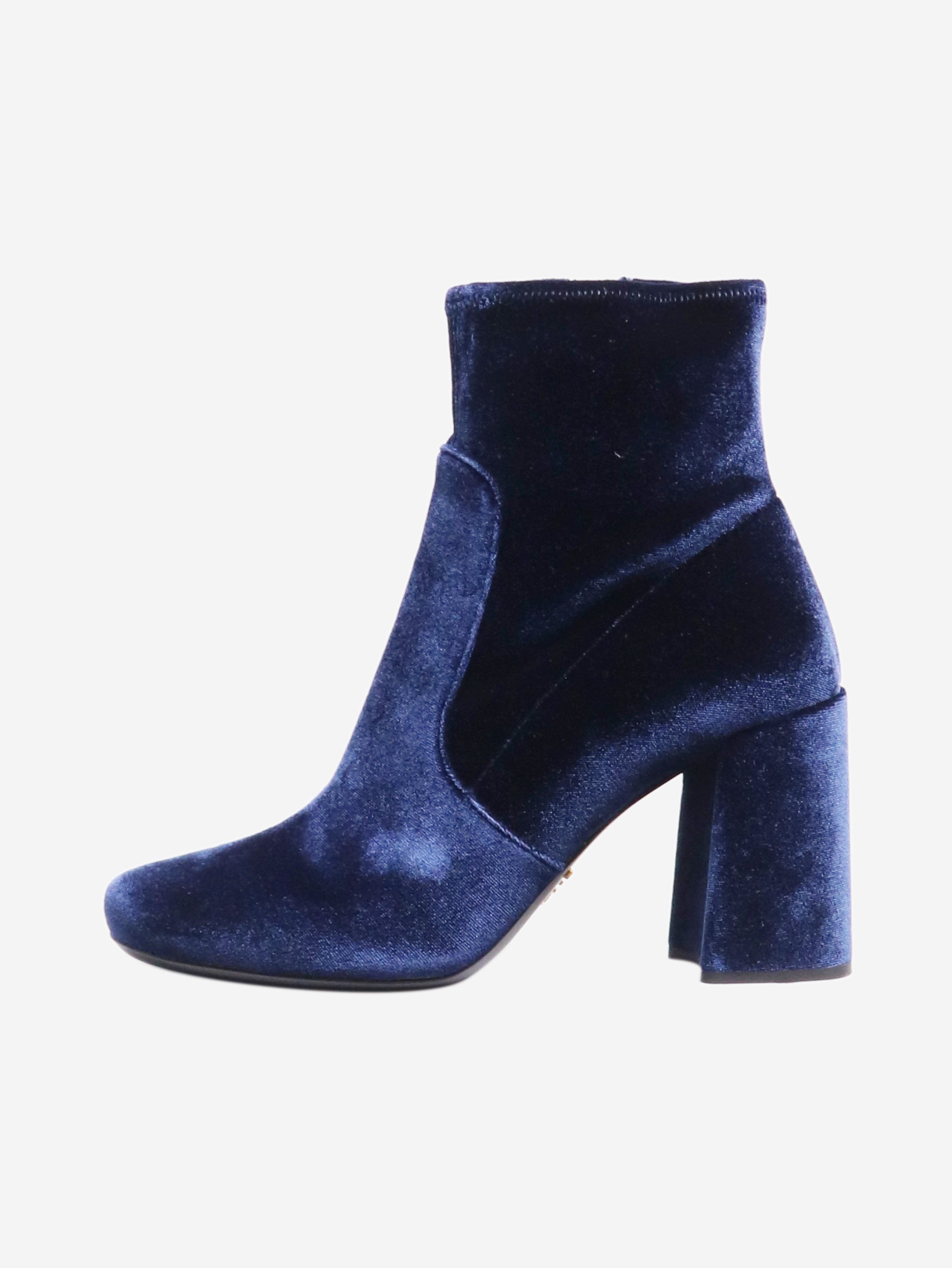 Blue Stretch Suede Ankle Boots Women's Size EU 40 (US 9) - Comfortable & Stylish for Fall & Winter Fashion, Office Wear & Casual Outings