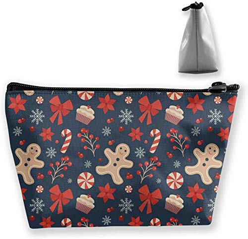 Gingerbread Man Christmas Makeup Bag - Travel Cosmetic Pouch for Women & Girls - Holiday Gift & Party Essential