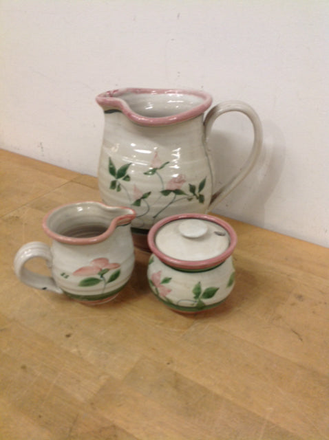 3-Piece Handcrafted Signed Pottery Pitcher Set - Elegant Ceramic Water Jug for Home Decor, Kitchen & Dining Table Centerpiece
