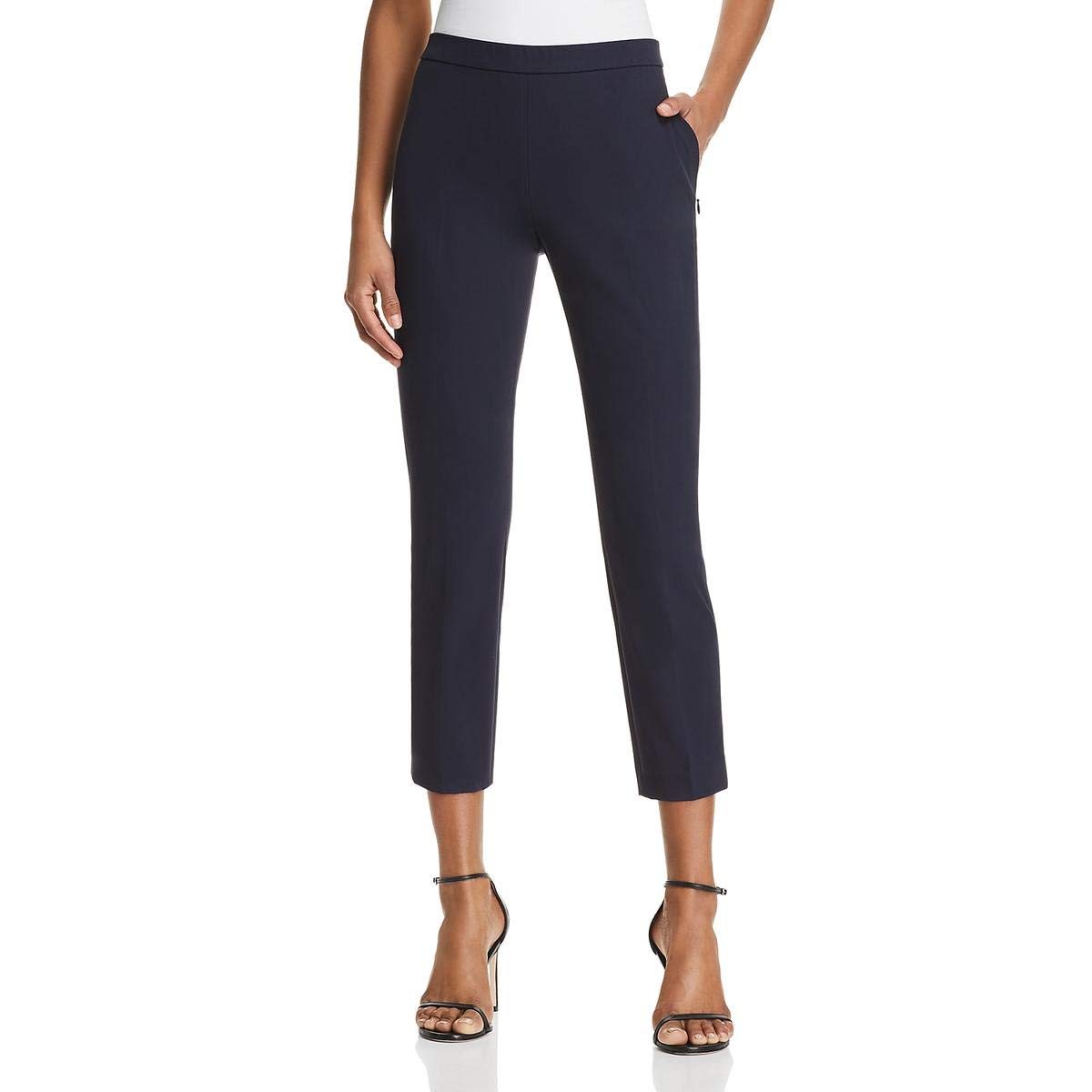 Theory Women's Classic Stretch Pull-On Pants - Comfortable Work Pants for Office, Business Casual & Travel - Slim Fit Trousers with Elastic Waistband