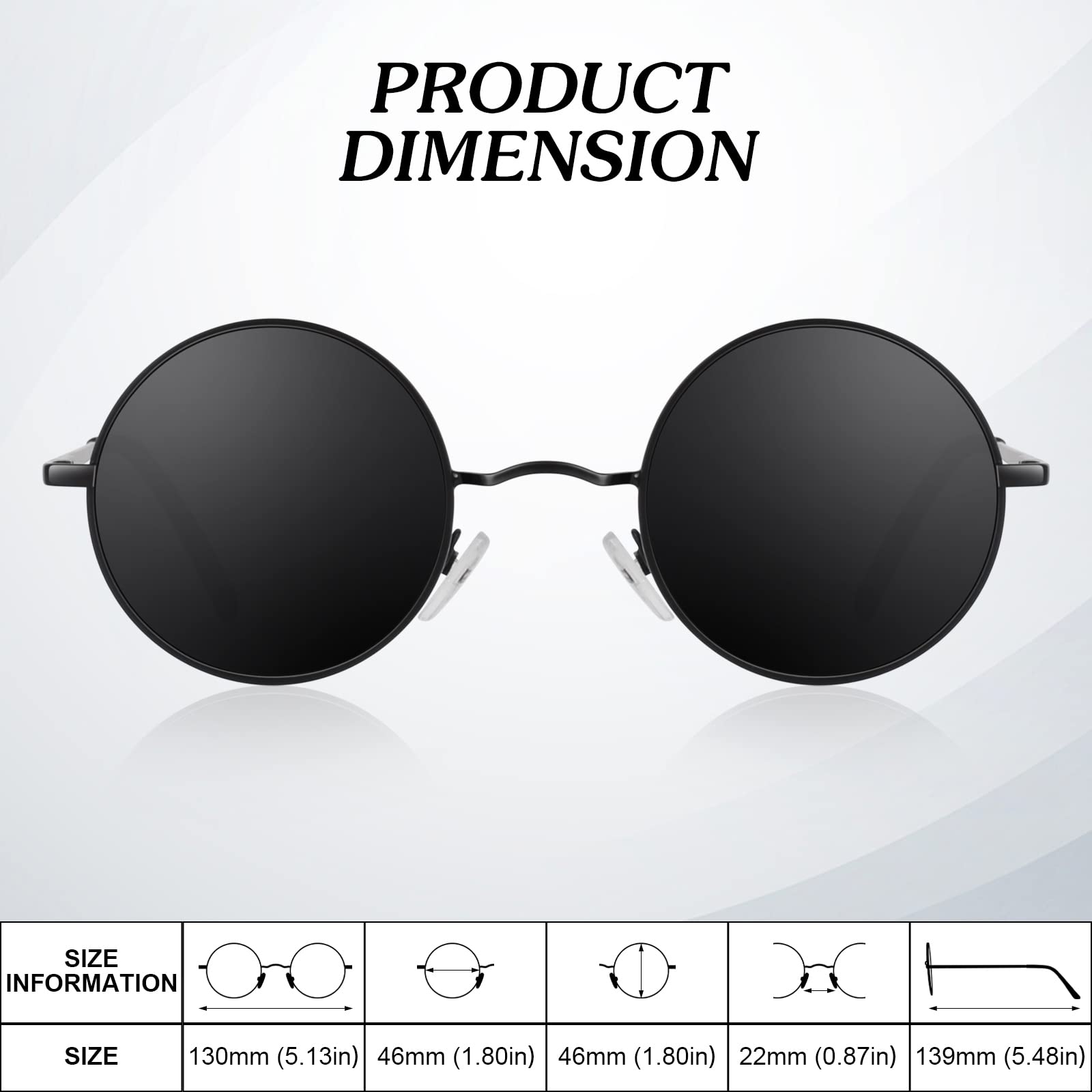 Round Polarized Sunglasses for Men & Women - Retro Metal Hippie Shades with 100% UV Protection - Perfect for Driving, Beach, and Outdoor Activities