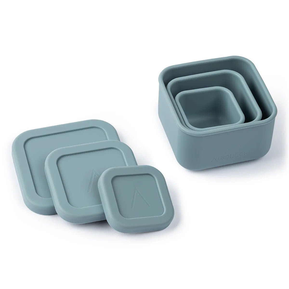 Apollo 3-Piece Silicone Nesting Bowls Set - Durable, Non-Slip, Microwave & Dishwasher Safe - Perfect for Mixing, Baking, and Food Storage (Blue)