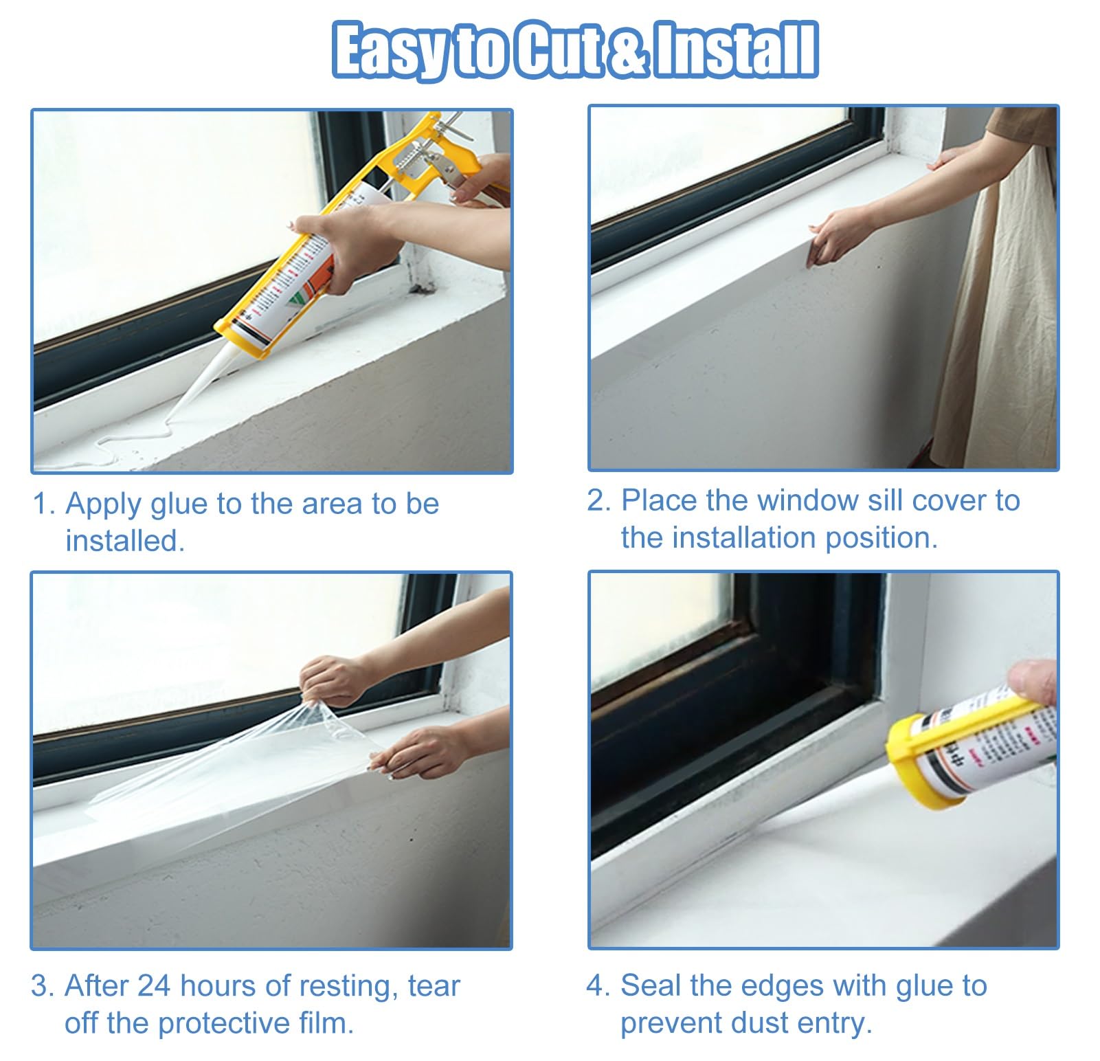 White Acrylic Window Sill Cover - 39.3