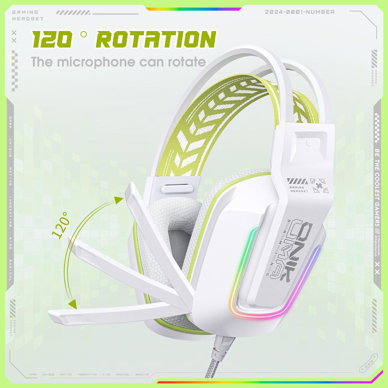 ONIKUMA X13 RGB Gaming Headset with 50mm Drivers & 120° Adjustable Mic - Noise Cancelling Over-Ear Headphones for PC, PS4, Xbox, Switch (Multiple Color Options) - Perfect for Gaming, Streaming & Online Classes