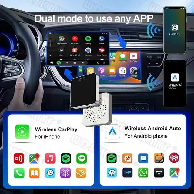 iPhone 13 Pro/Pro Max Camera Lens Protector & Wireless CarPlay/Android Auto Adapter - 2024 OEM Style USB A/C Compatible for Seamless Car Connectivity | Perfect for Road Trips & Daily Commutes
