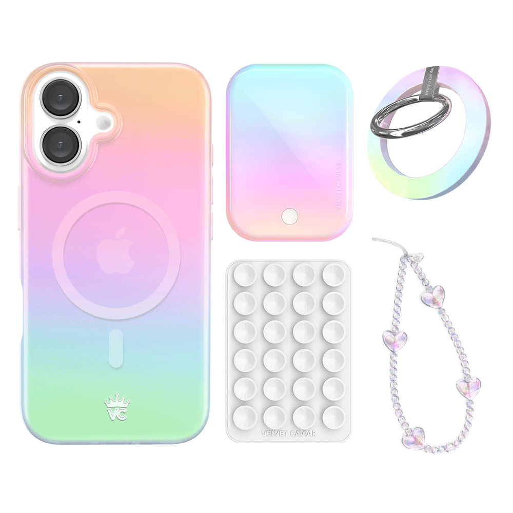 White Opal iPhone Case with Grip - Stylish Protective Cover for iPhone 13/14/15 Pro Max - Perfect for Everyday Use, Work & Travel