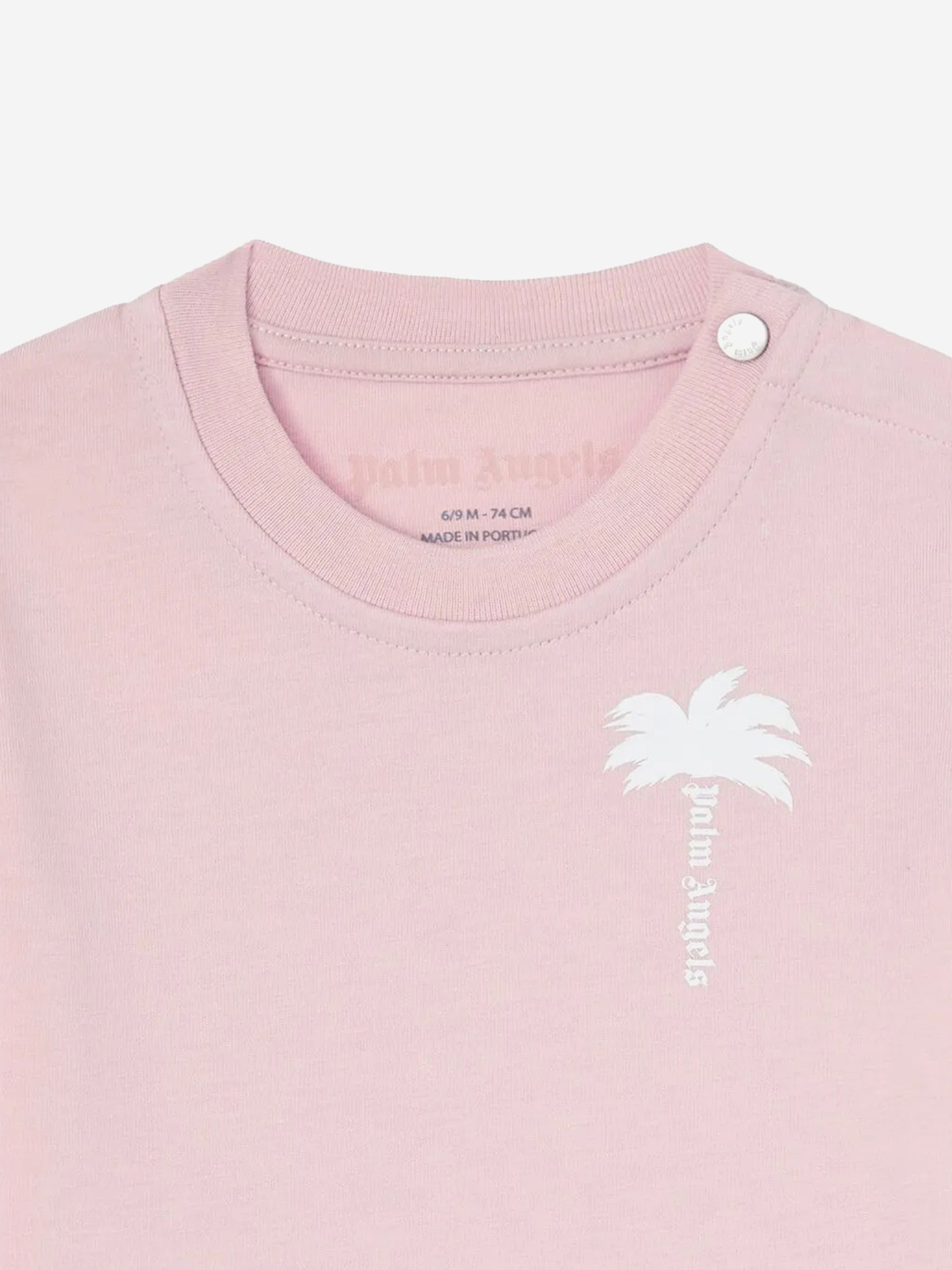 **Palm Logo Pink T-Shirt for Baby Girls - Soft & Comfortable Cotton Tee for Playtime & Everyday Wear**