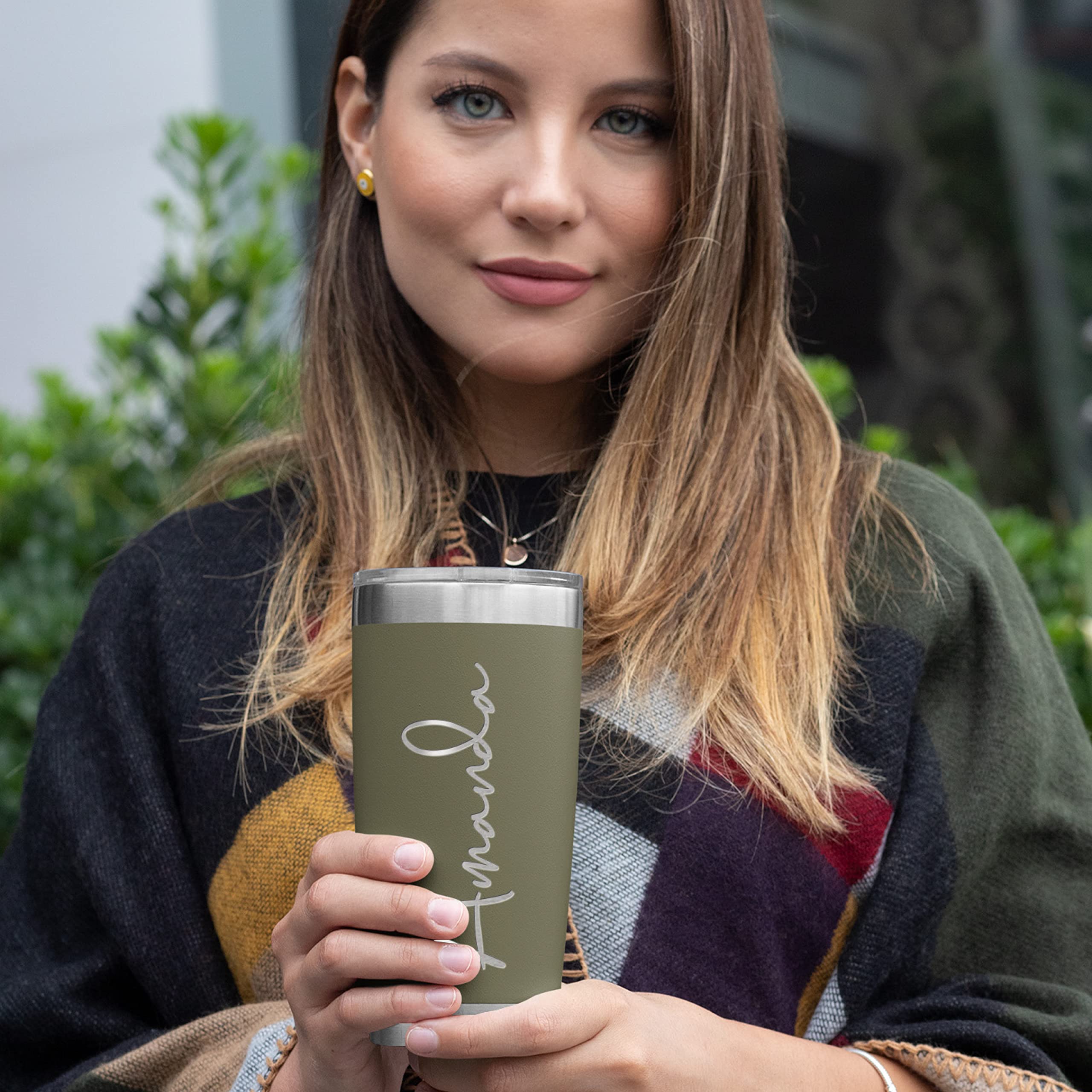 Personalized Stainless Steel 20 oz Tumbler with Lid - 13 Stylish Designs | Double Walled Insulated Coffee Cup for Hot & Cold Drinks | Custom Travel Mug for Work, Gym & Fitness - Rose Gold | Perfect for Office, Outdoor Adventures & Daily Hydration