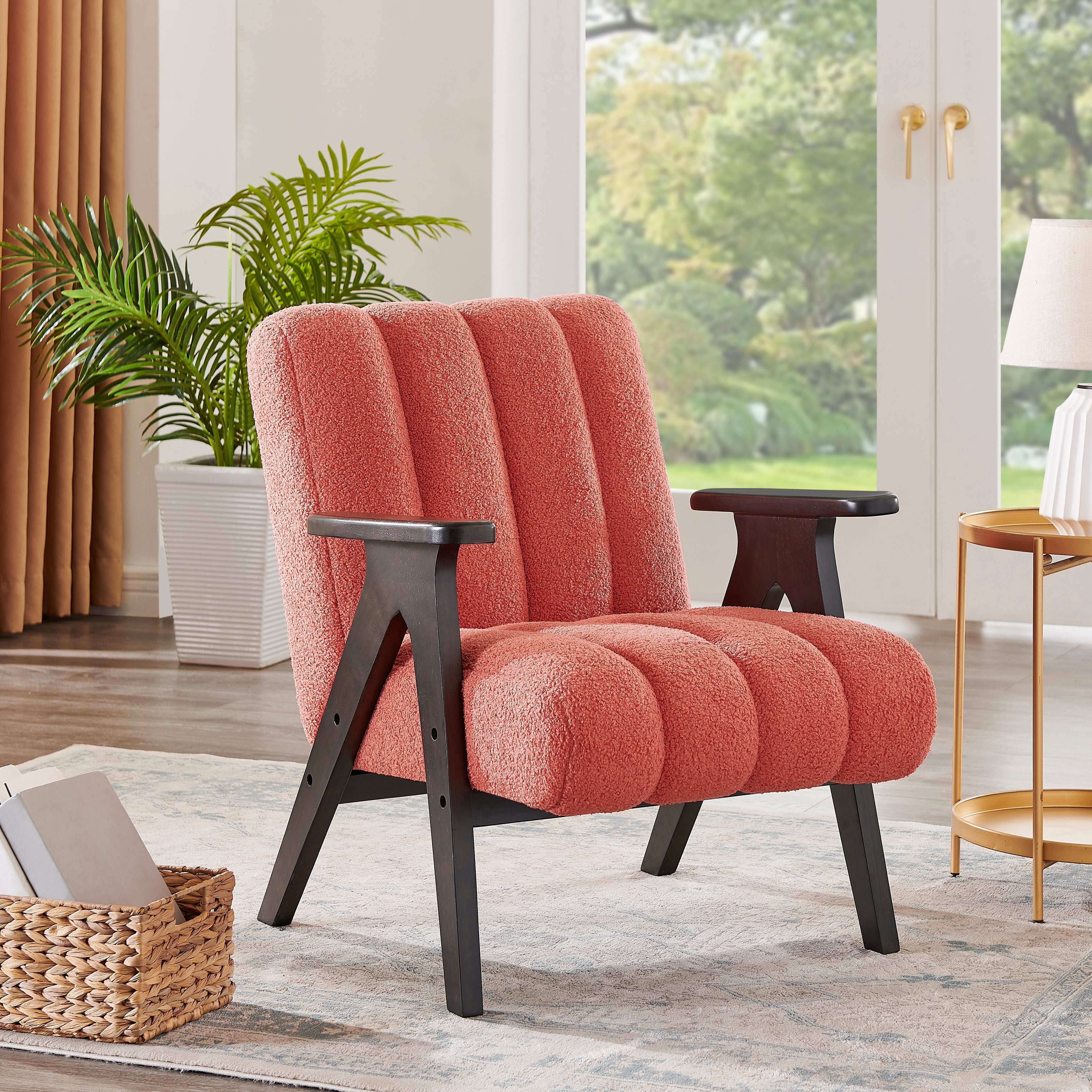 Roundhill Furniture Rella Modern Accent Chair with Espresso Wood Frame - Stylish Living Room Seating for Home Office, Lounge & Bedroom Decor