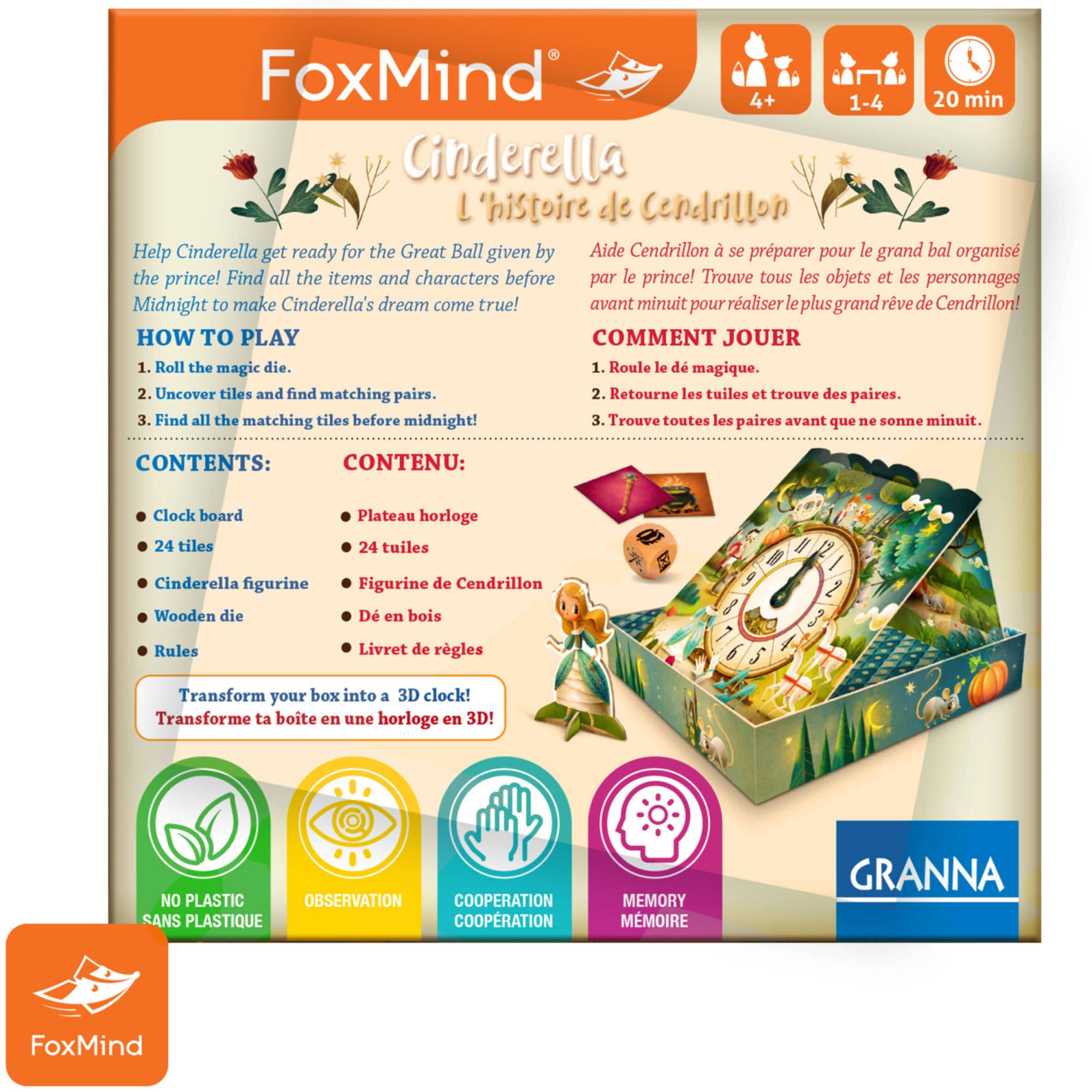 FoxMind Cinderella Memory Board Game - Cooperative Fairy Tale Adventure for Kids & Family Game Night - Perfect for Birthday Parties & Indoor Activities